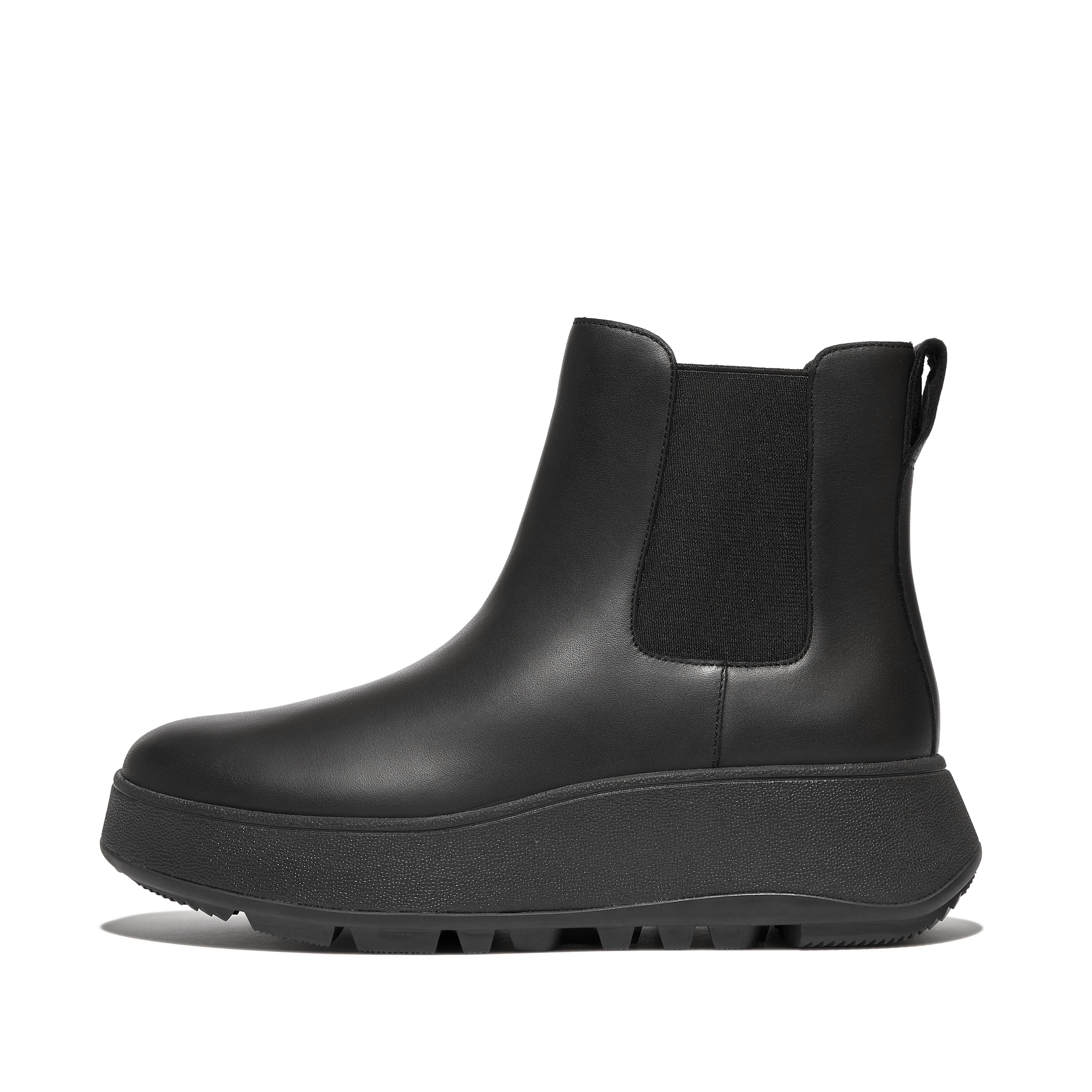핏플랍 Fitflop Waterproof Leather Flatform Chelsea Boots,All Black