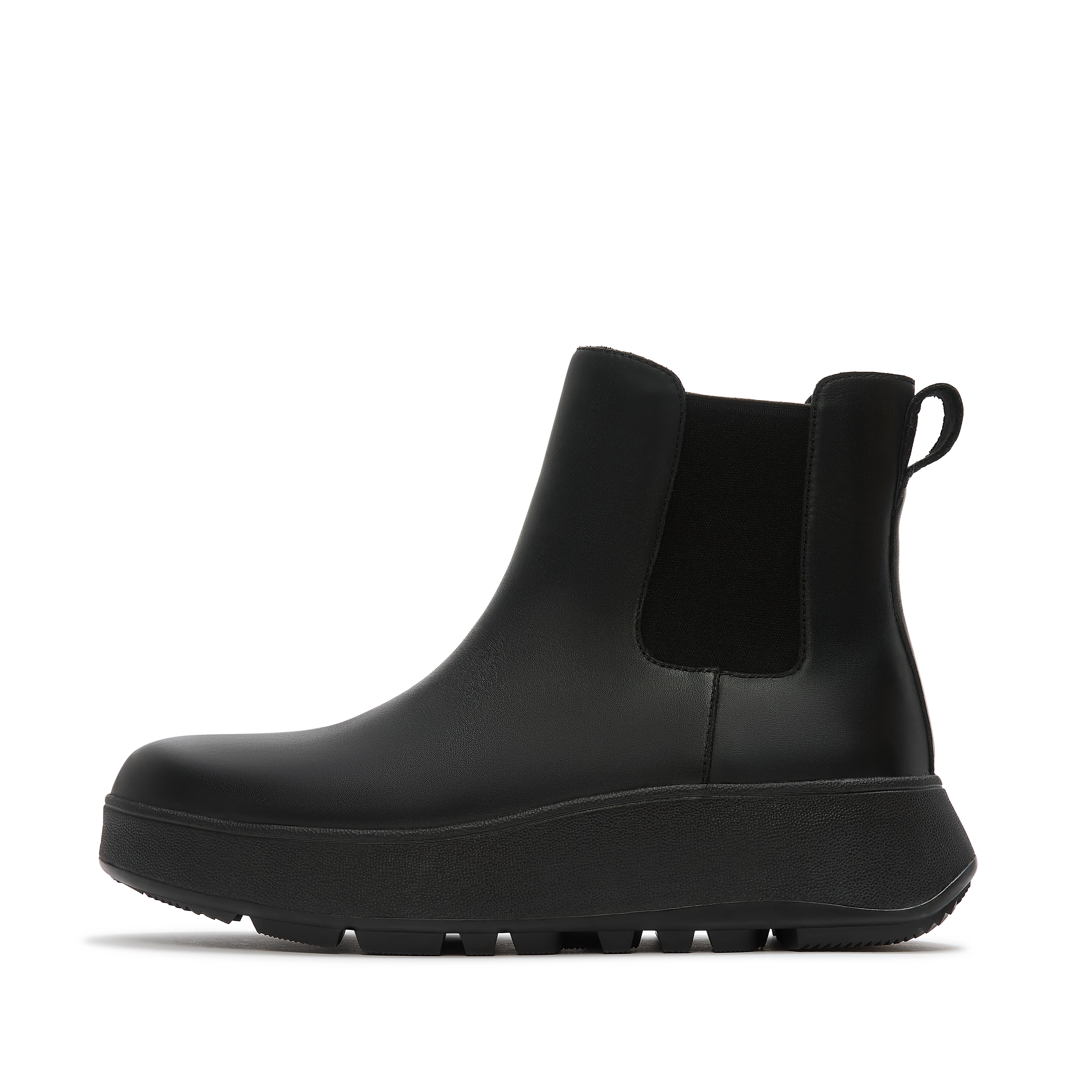 FitFlop F-MODE Waterproof Leather Chelsea Boots, Outlet, All Black, Size: US 10