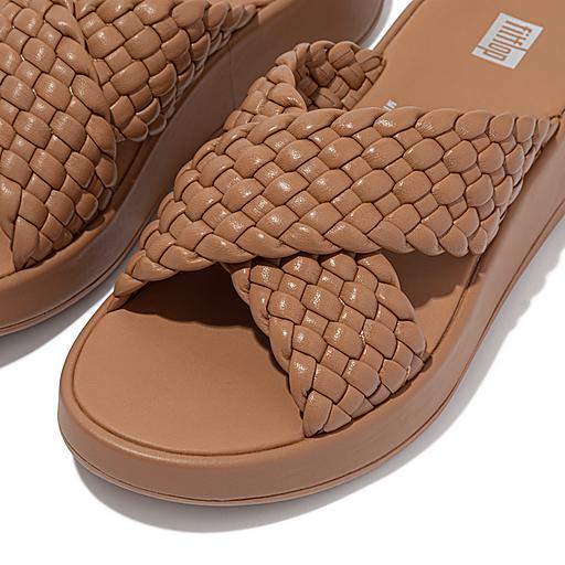 Leather woven online slides