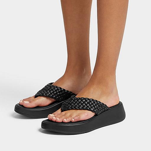 Black Chunky Toe Post Flip Flops