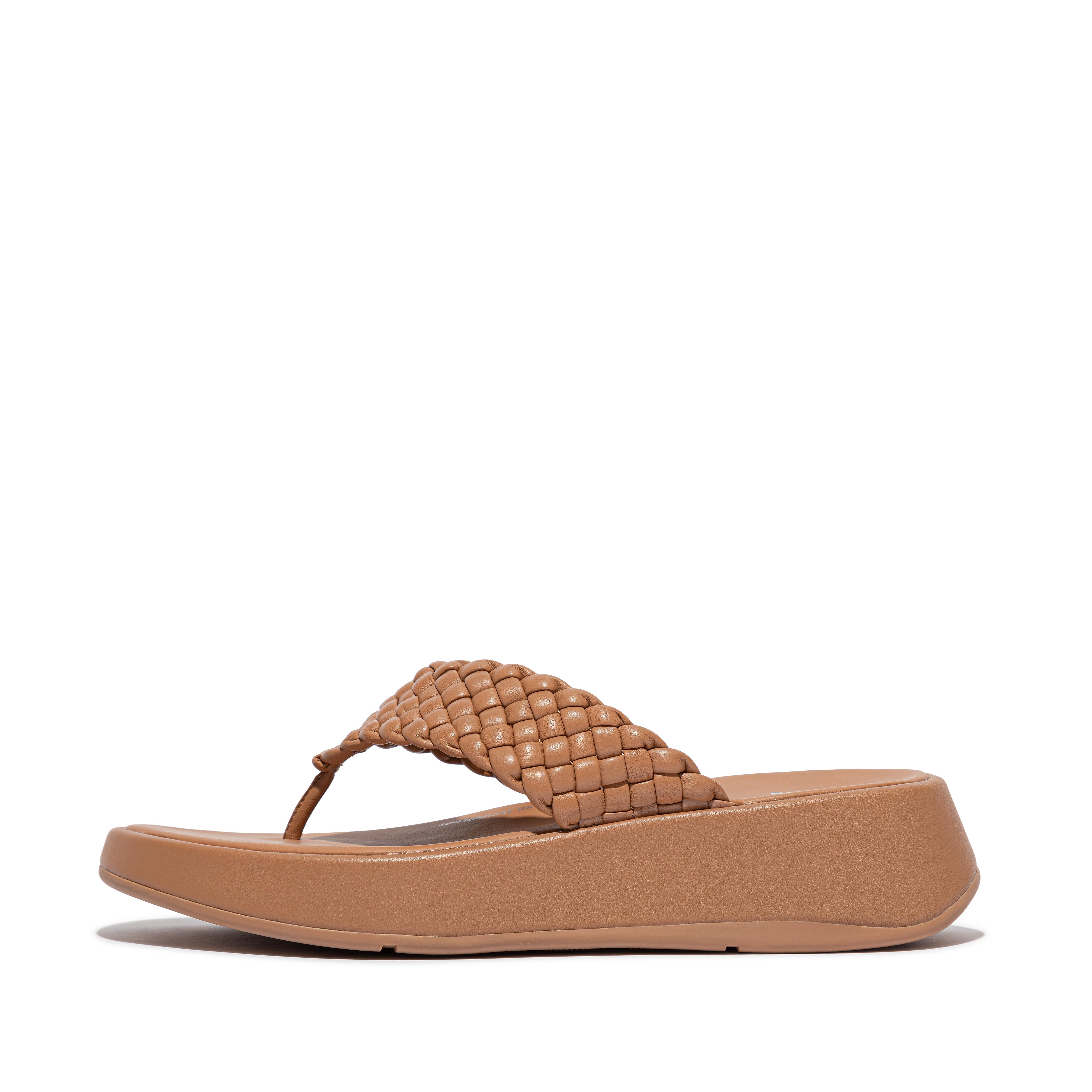 Fitflop Woven-Leather Flatform Toe-Post Sandals