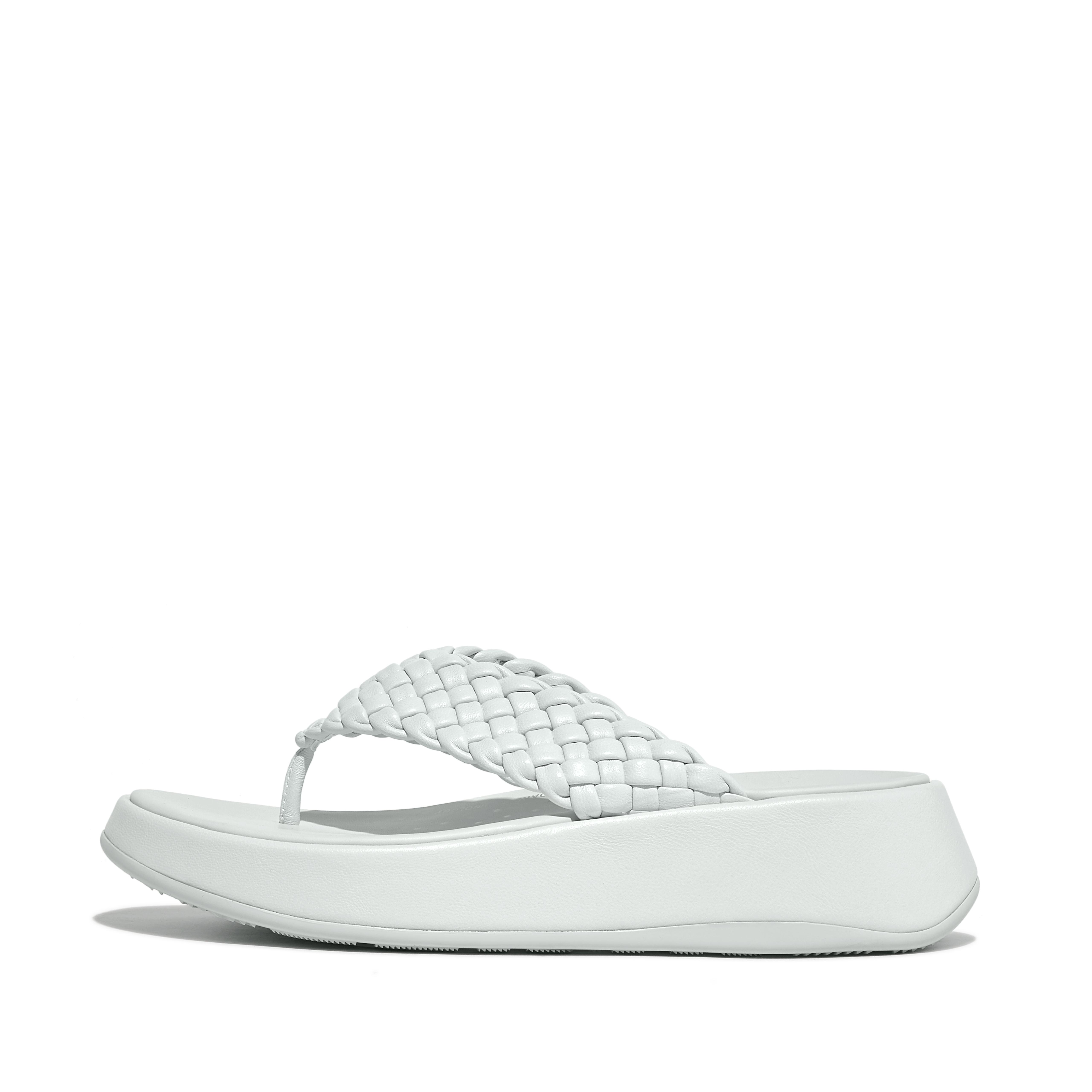 Women F-MODE Woven-Leather Flatform Toe-Post Sandals, Outlet