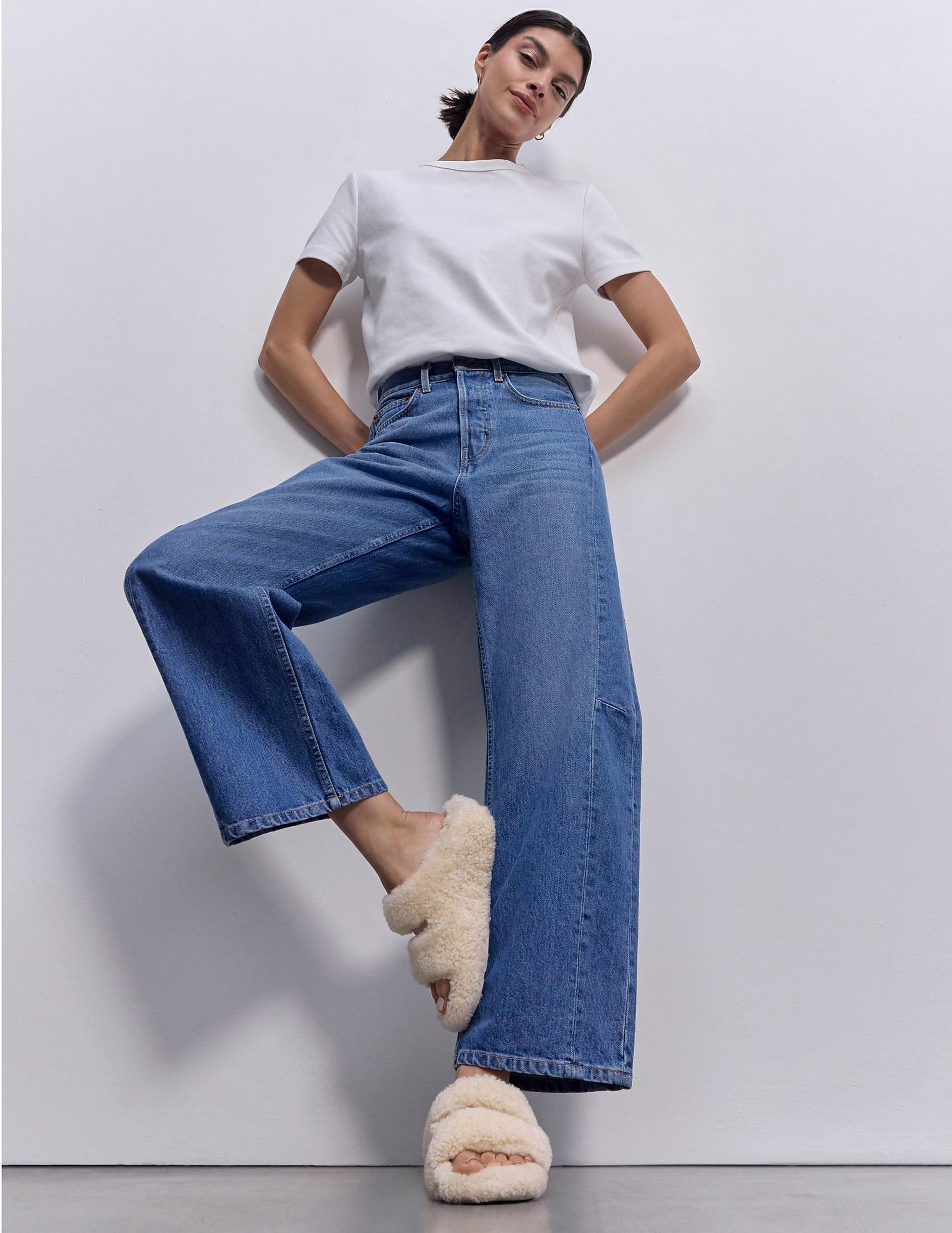 Woman wearing shearling slides - FitFlop CA
