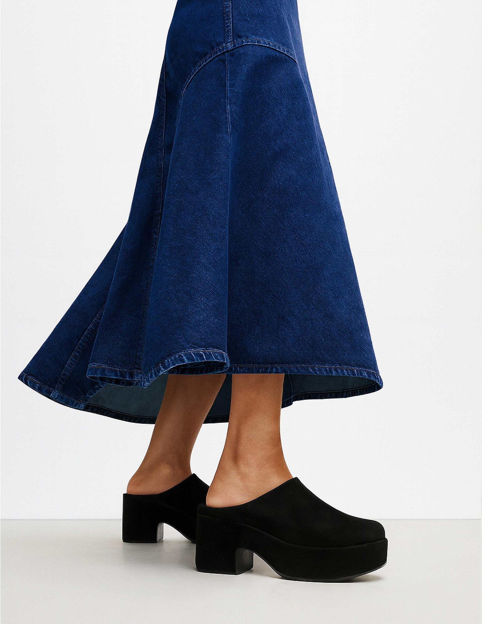 PLATFFORMS Suede Heeled Mules