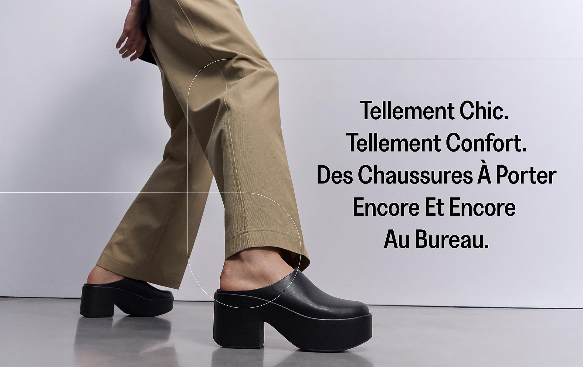 woman wearing PLATFFORMS Suede Heeled Mules from FitFlop