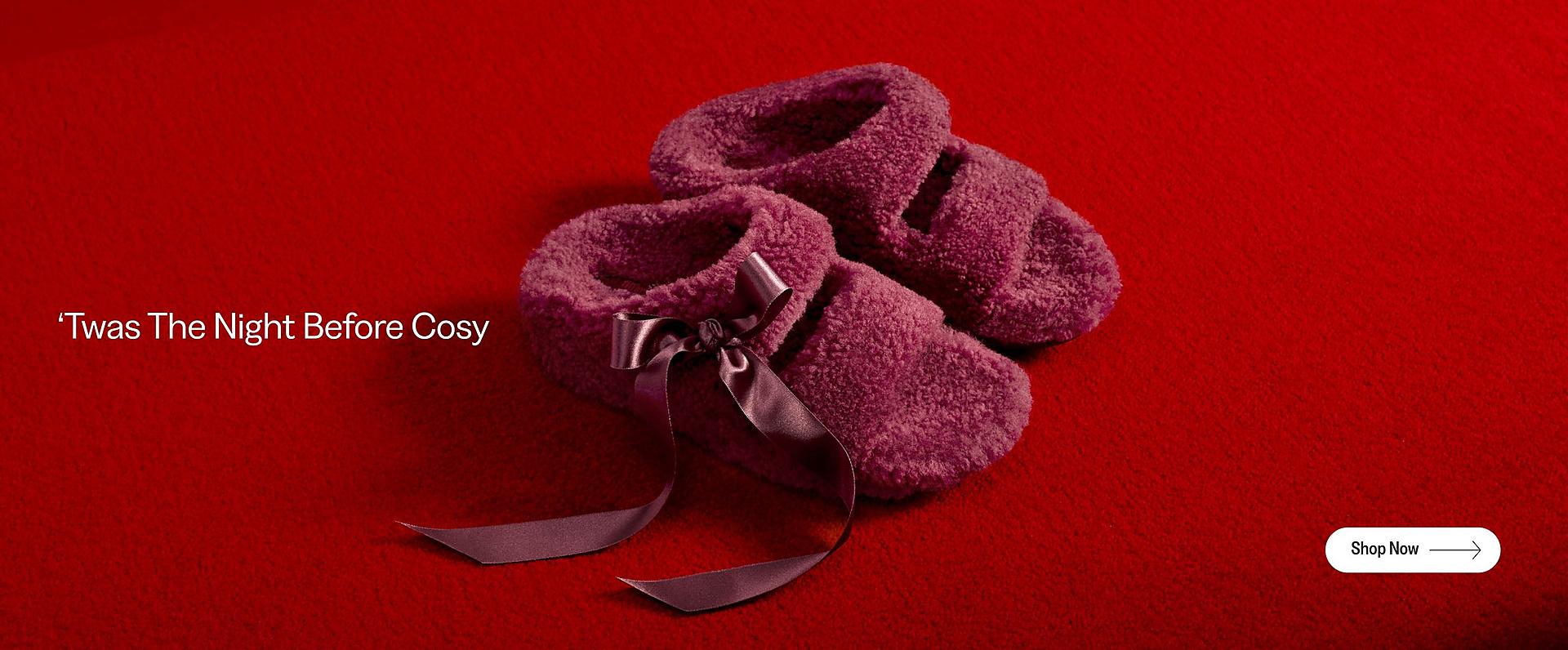 Gifting Content featuring the pink two bar shuv shearling slipper slide.