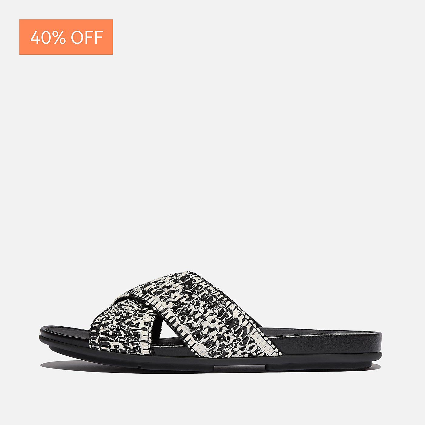 GRACIE Two-Tone Woven Cross Slides