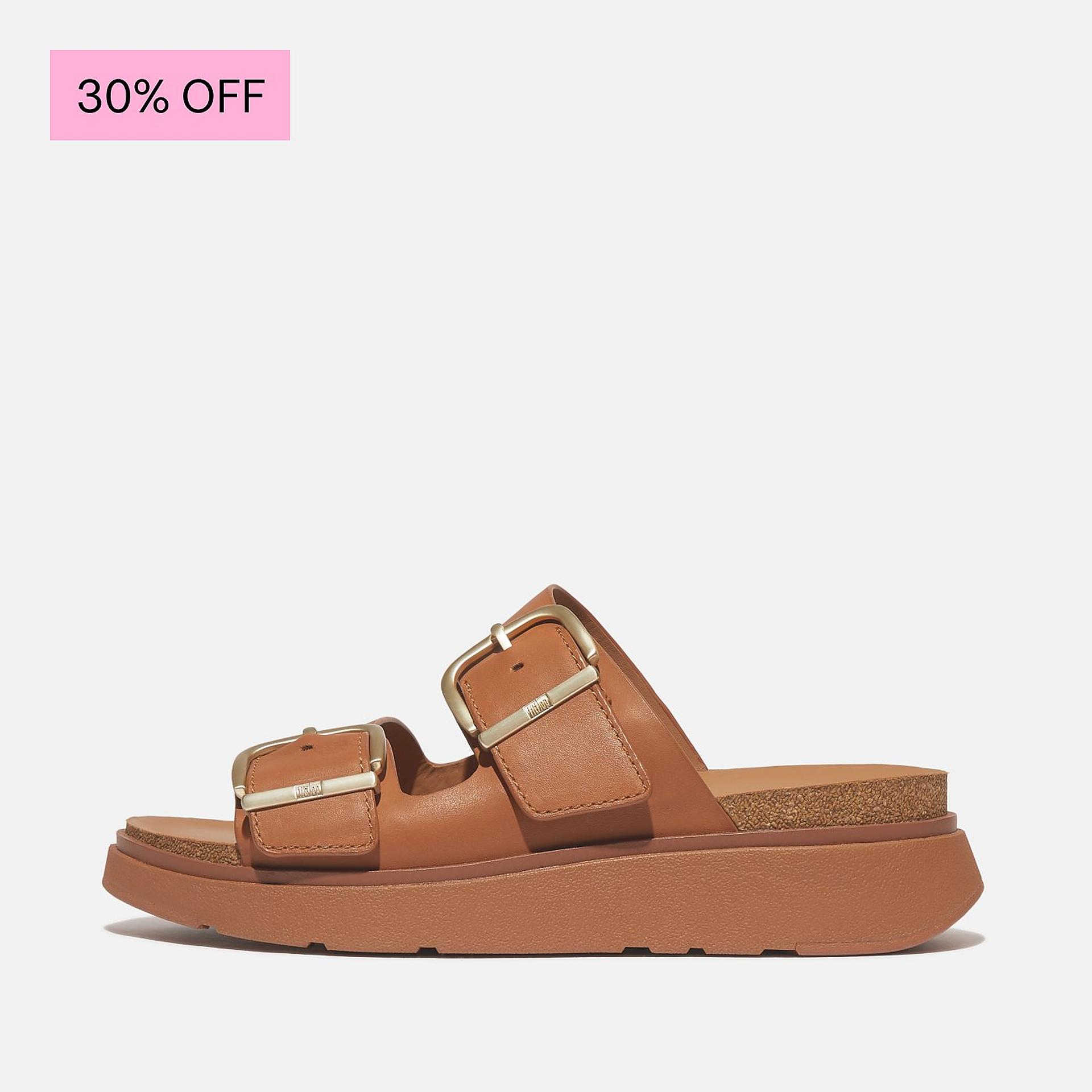 GEN-FF Buckle Two-Bar Leather Slides