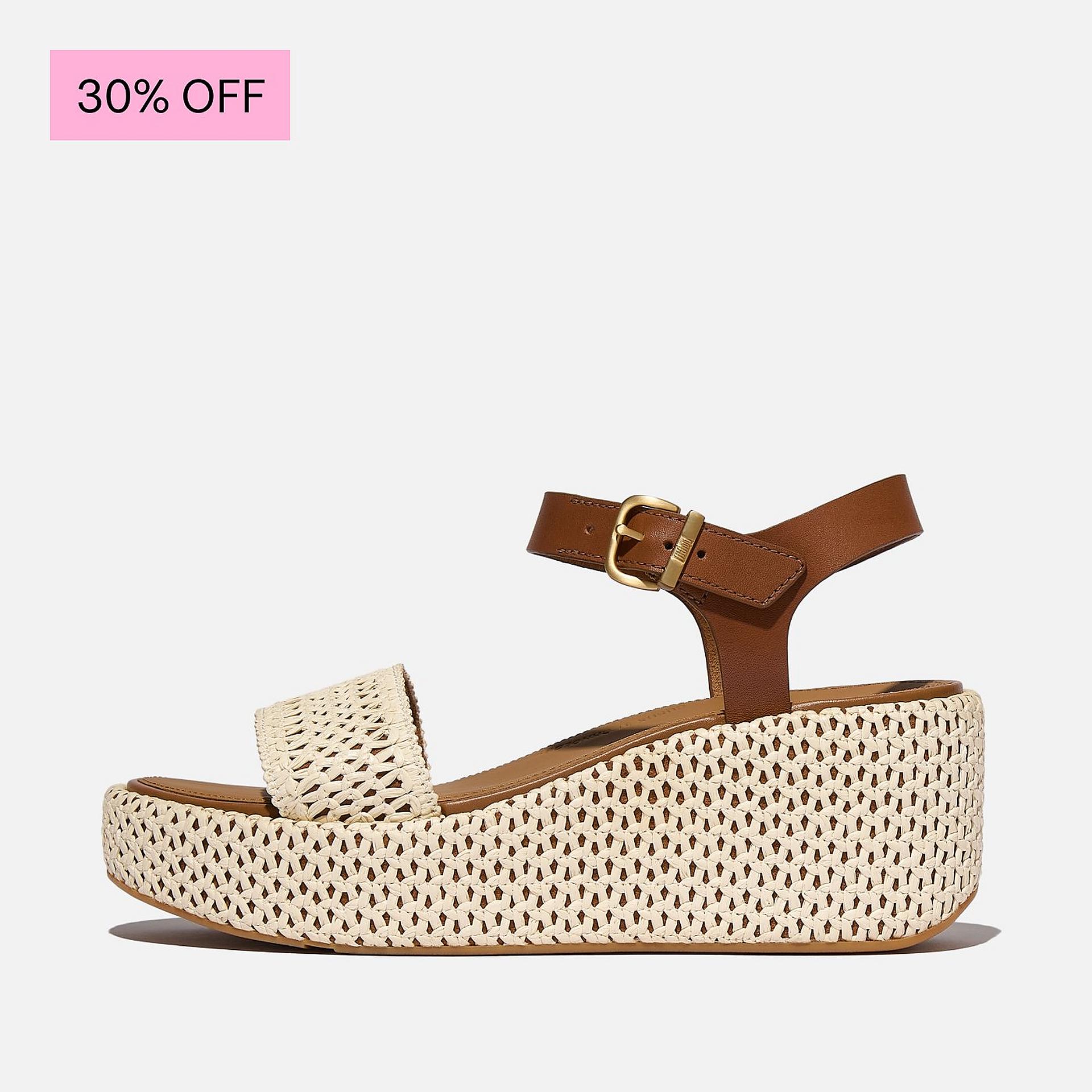 PLATFFORMS Woven Wedge Ankle-Strap Sandals