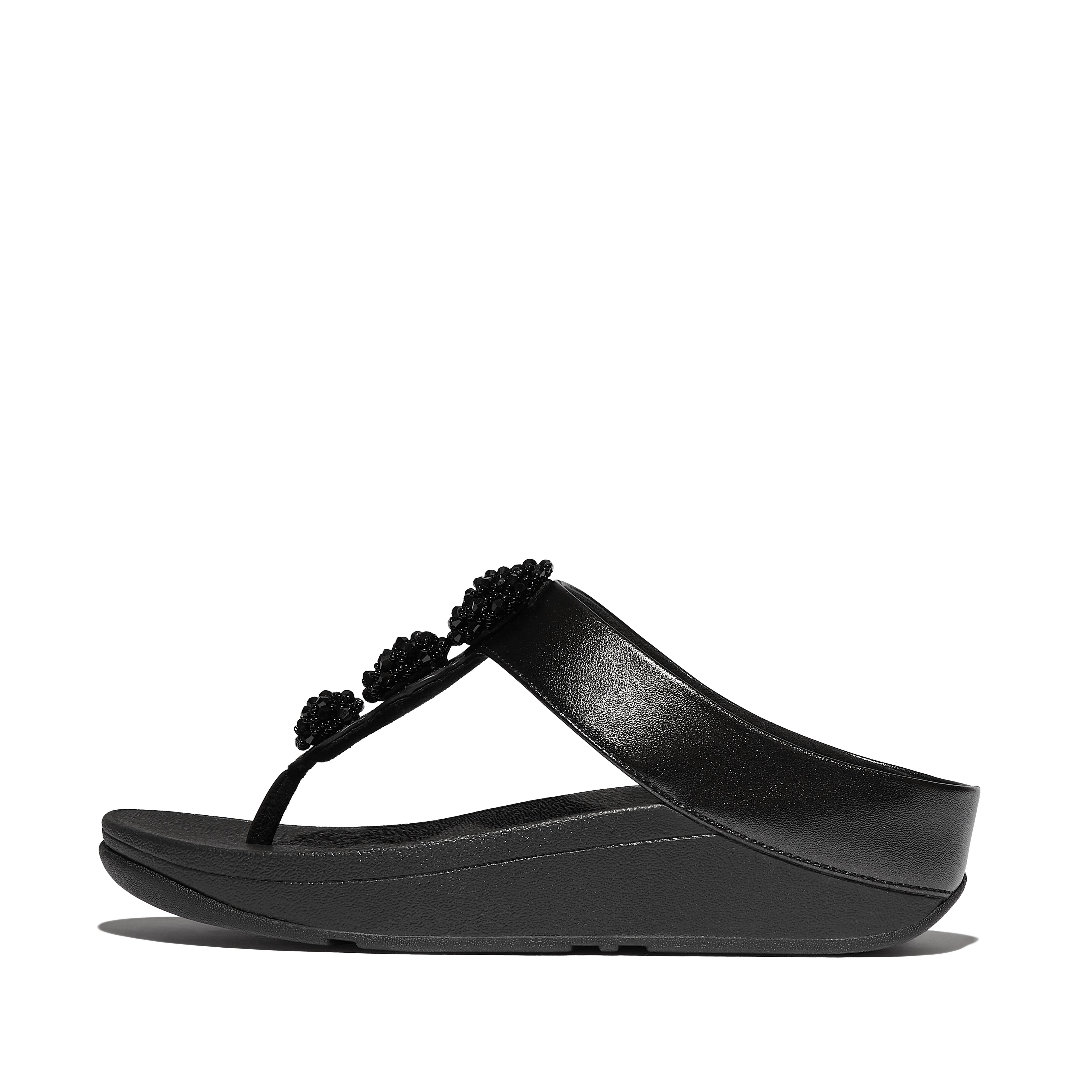 FINO Beadie-Button Metallic Toe-Post Sandals