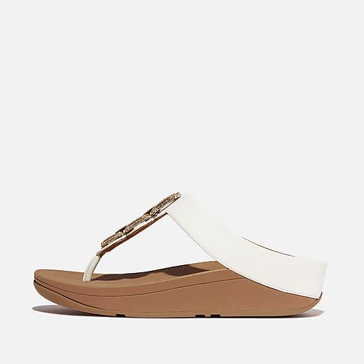 Women's Fino Crystal-Chain Leather Toe-Posts | FitFlop CA