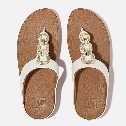 Women's Fino Crystal-Chain Leather Toe-Posts | FitFlop CA