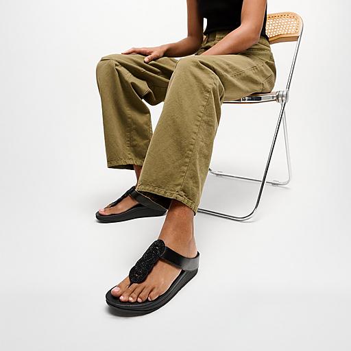 Women's Fino Crystal-Twist Leather Toe-Posts | FitFlop US