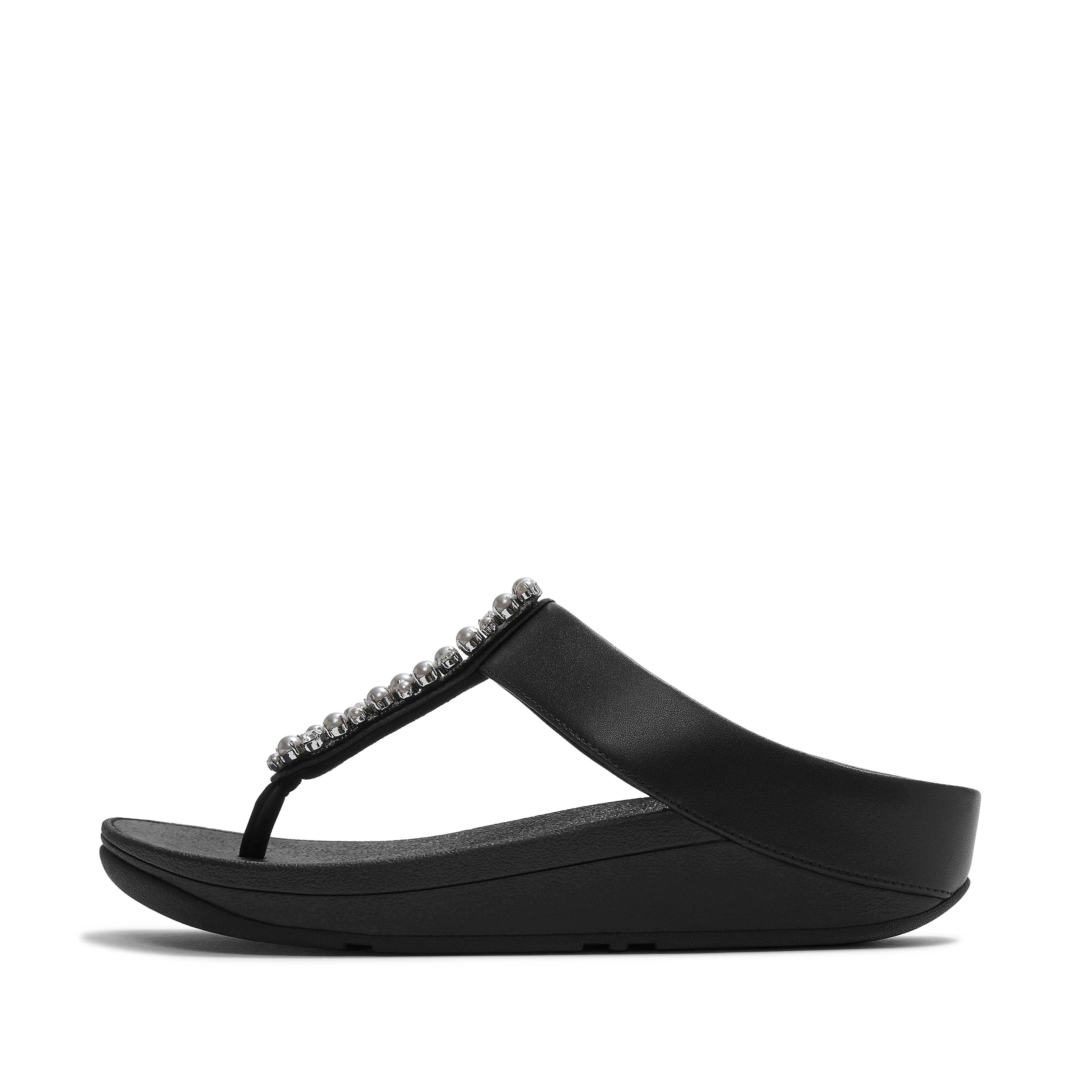 Fino Pearls-And-Crystal Toe-Post Sandals