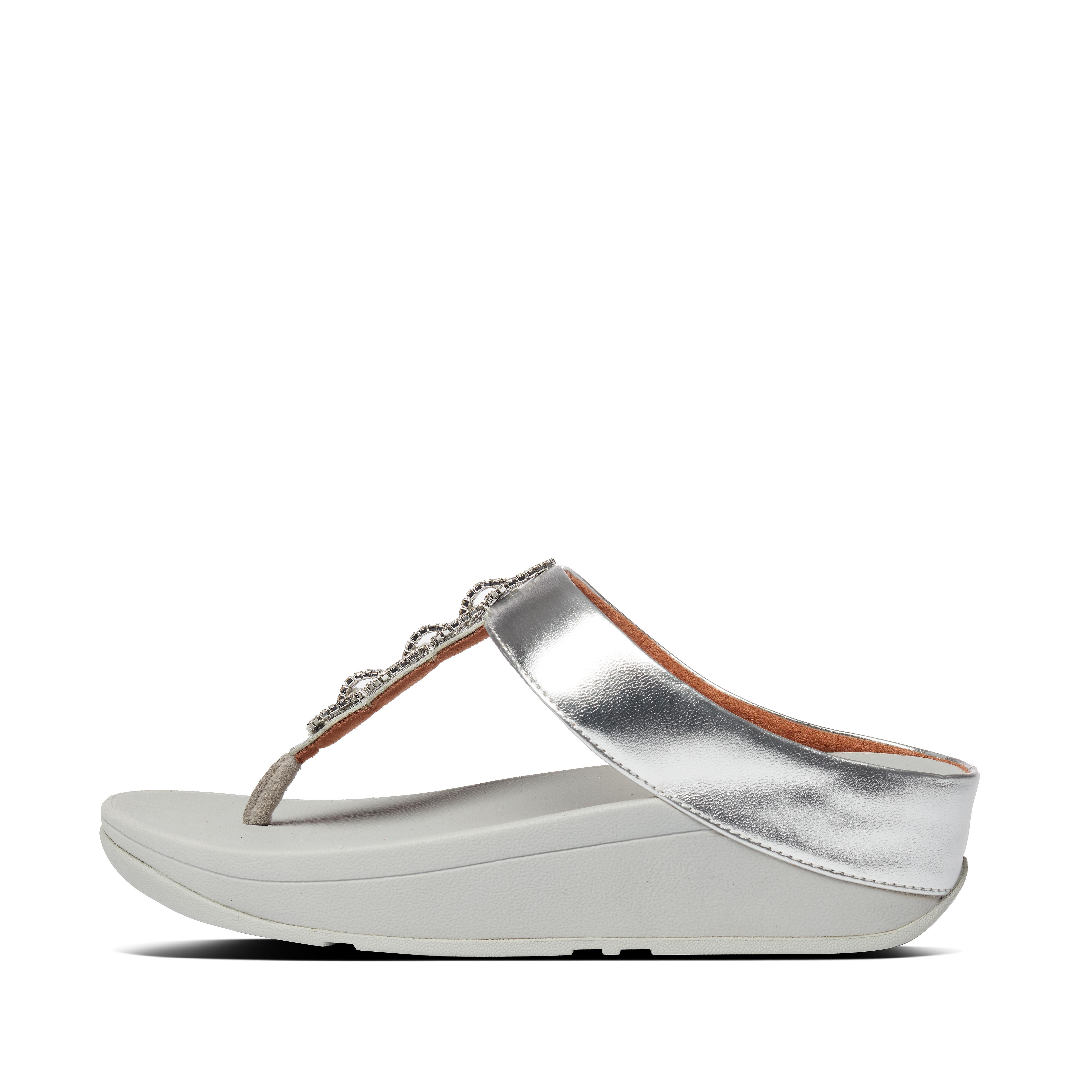 Women's Fino Sparkle Faux-Leather Toe-Posts | Fitflop EU