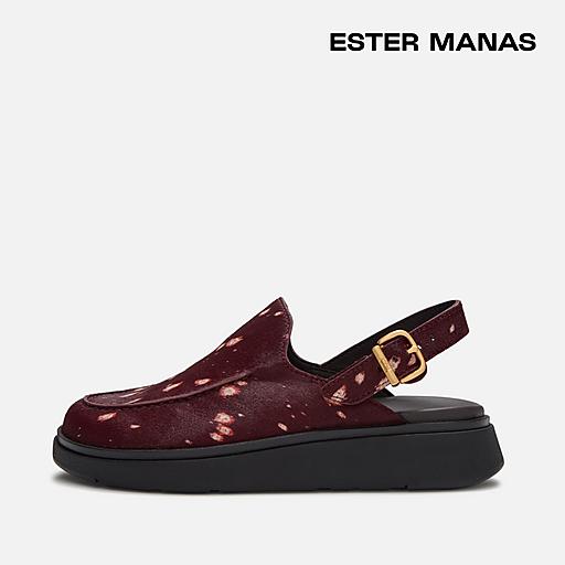 GEN-FF | Ester Manas Back-Strap Mules - Dark Merlot