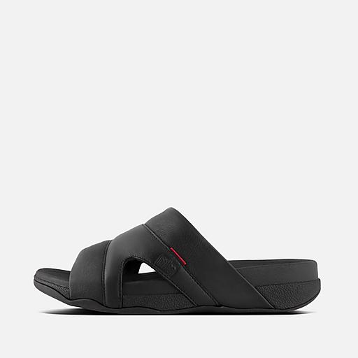Fitflop Men s FREEWAY Leather Pool Slides Black Size CA 8