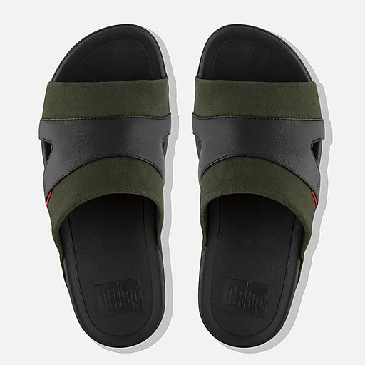 Mens FREEWAY Canvas Leather Slides