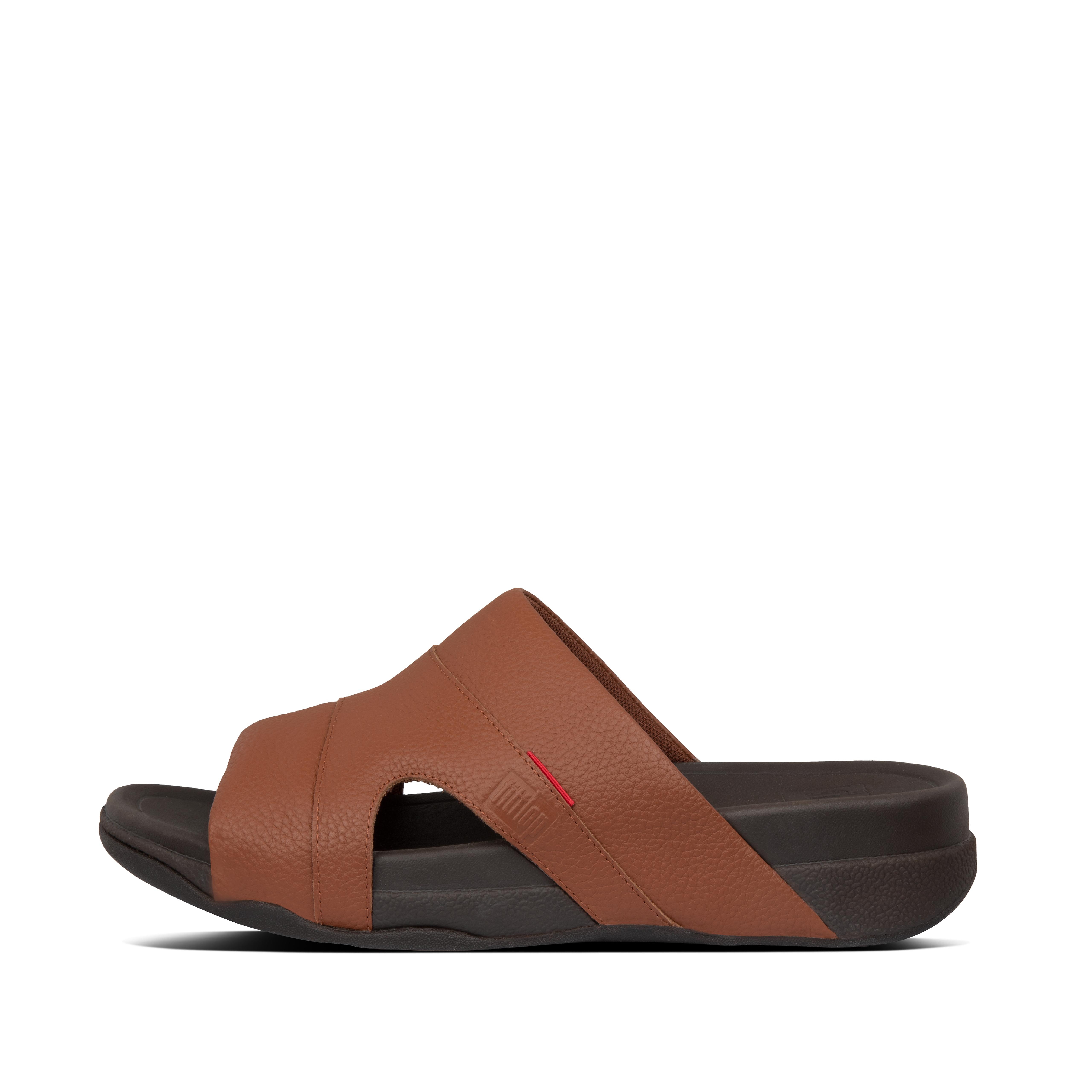 mens leather slides