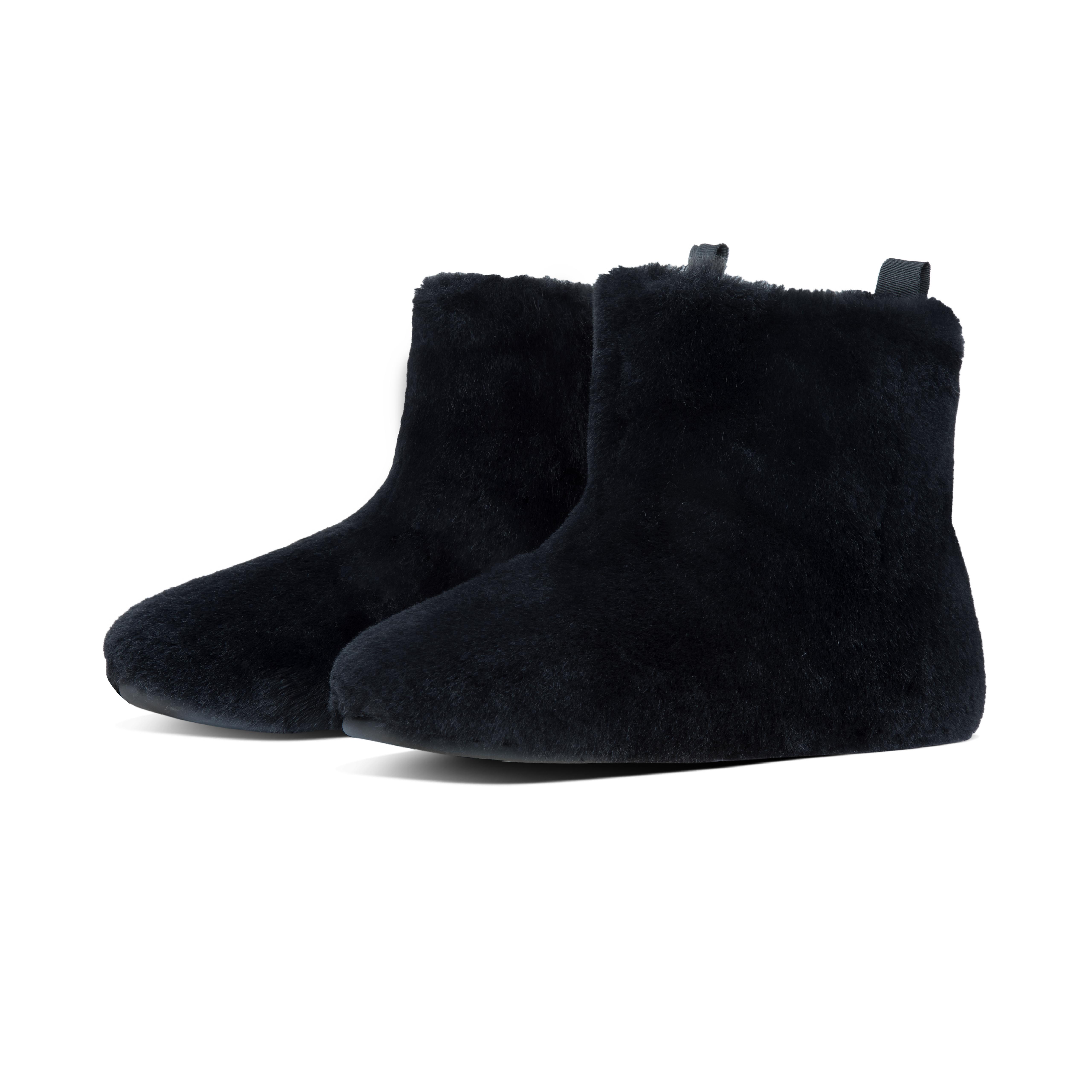 black furry slipper boots