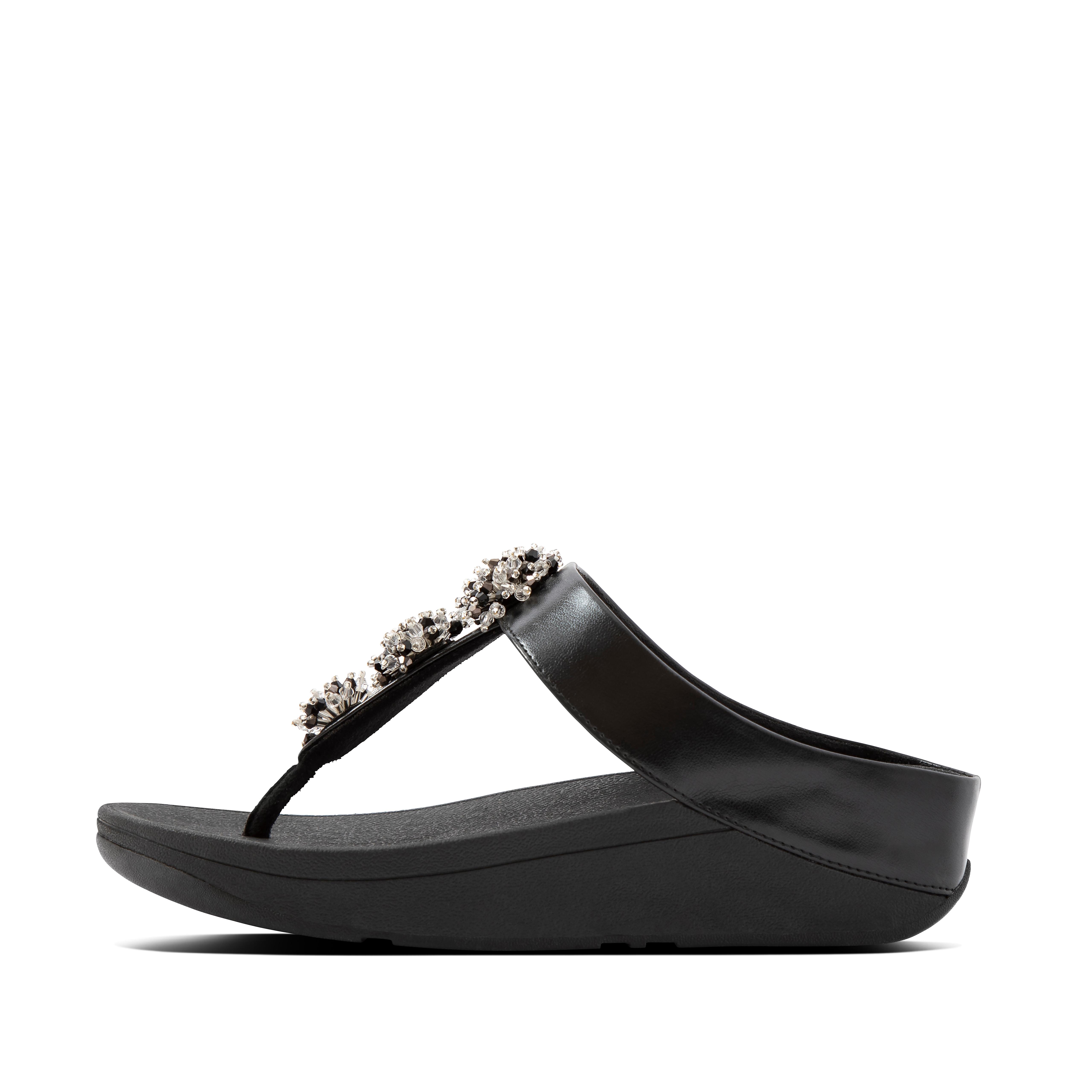 black leather fitflops