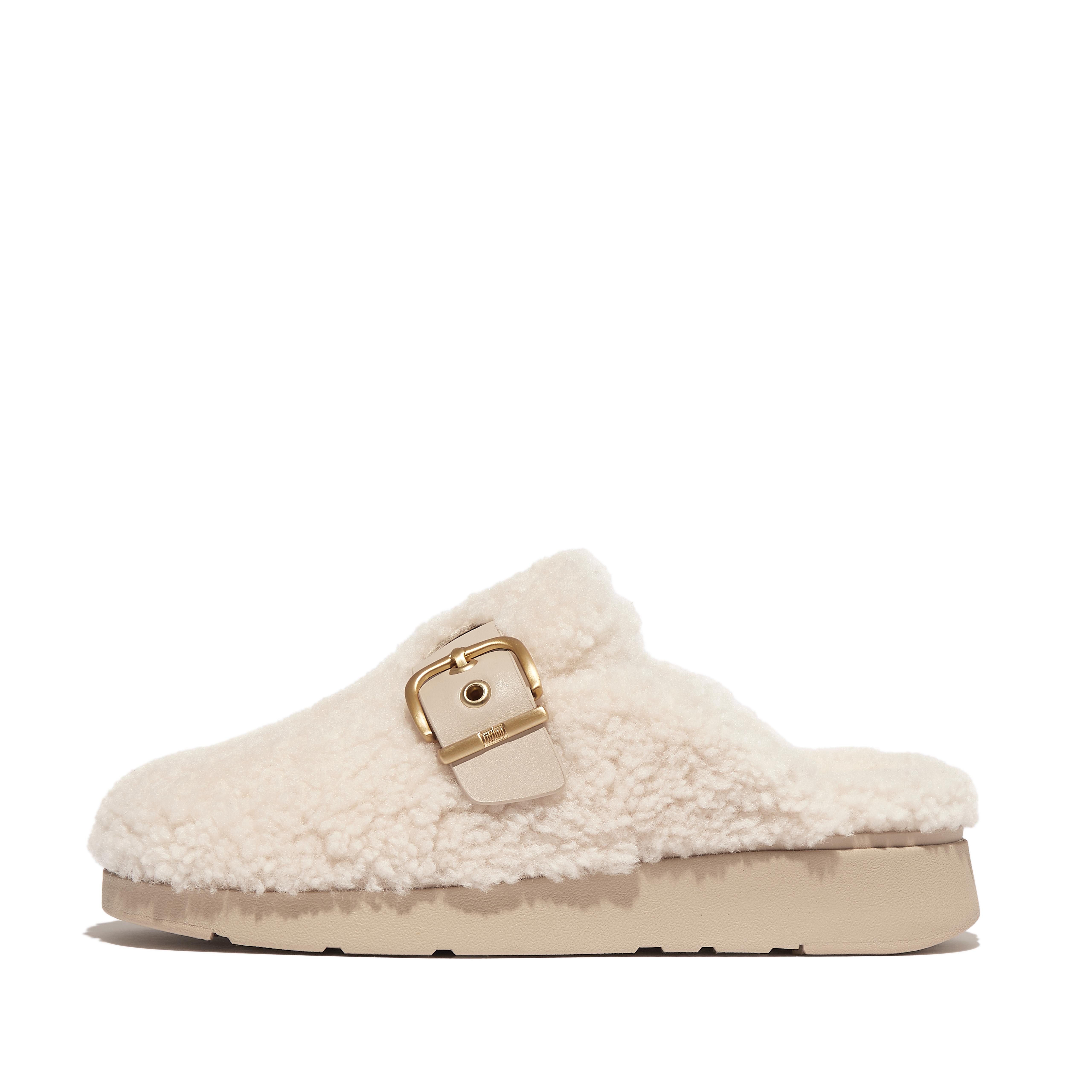 Women GEN-FF Buckle Curly-Shearling/Leather Mules Leather/Shearling, Full Price