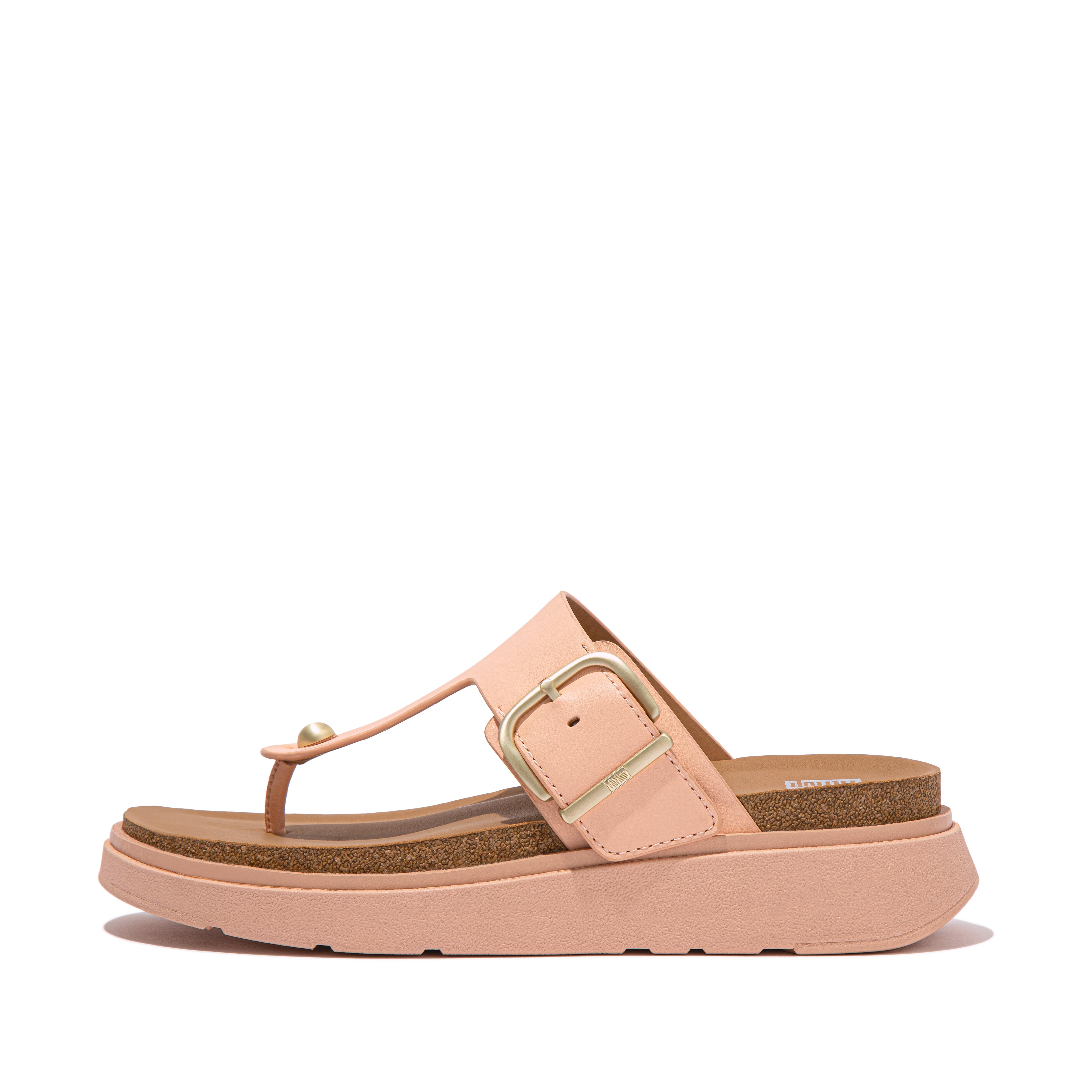 Fitflop Buckle Leather Toe-Post Sandals,Blushy