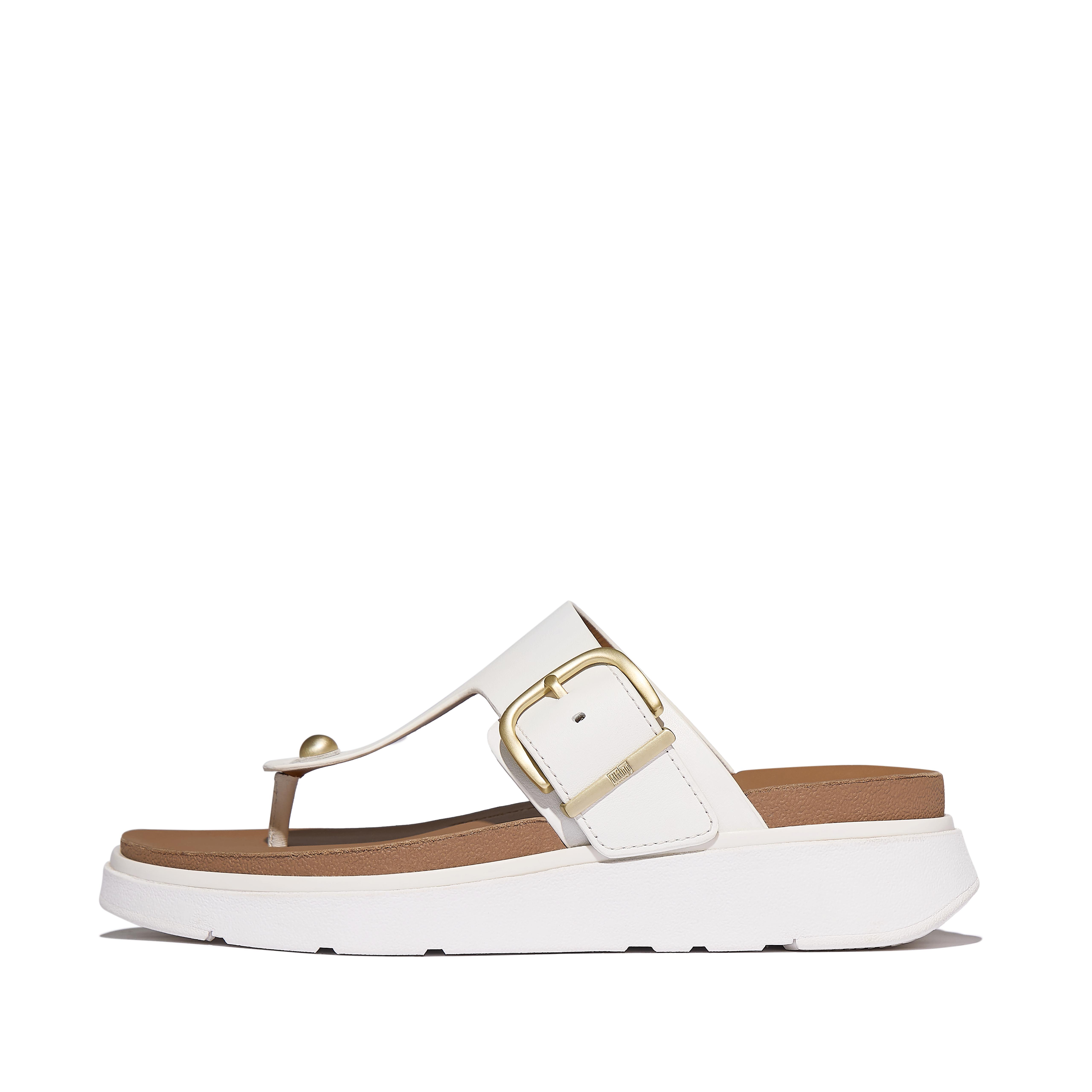 FitFlop GEN-FF Buckle Leather Toe-Post Sandals, Full Price, Urban White, Size: US 10