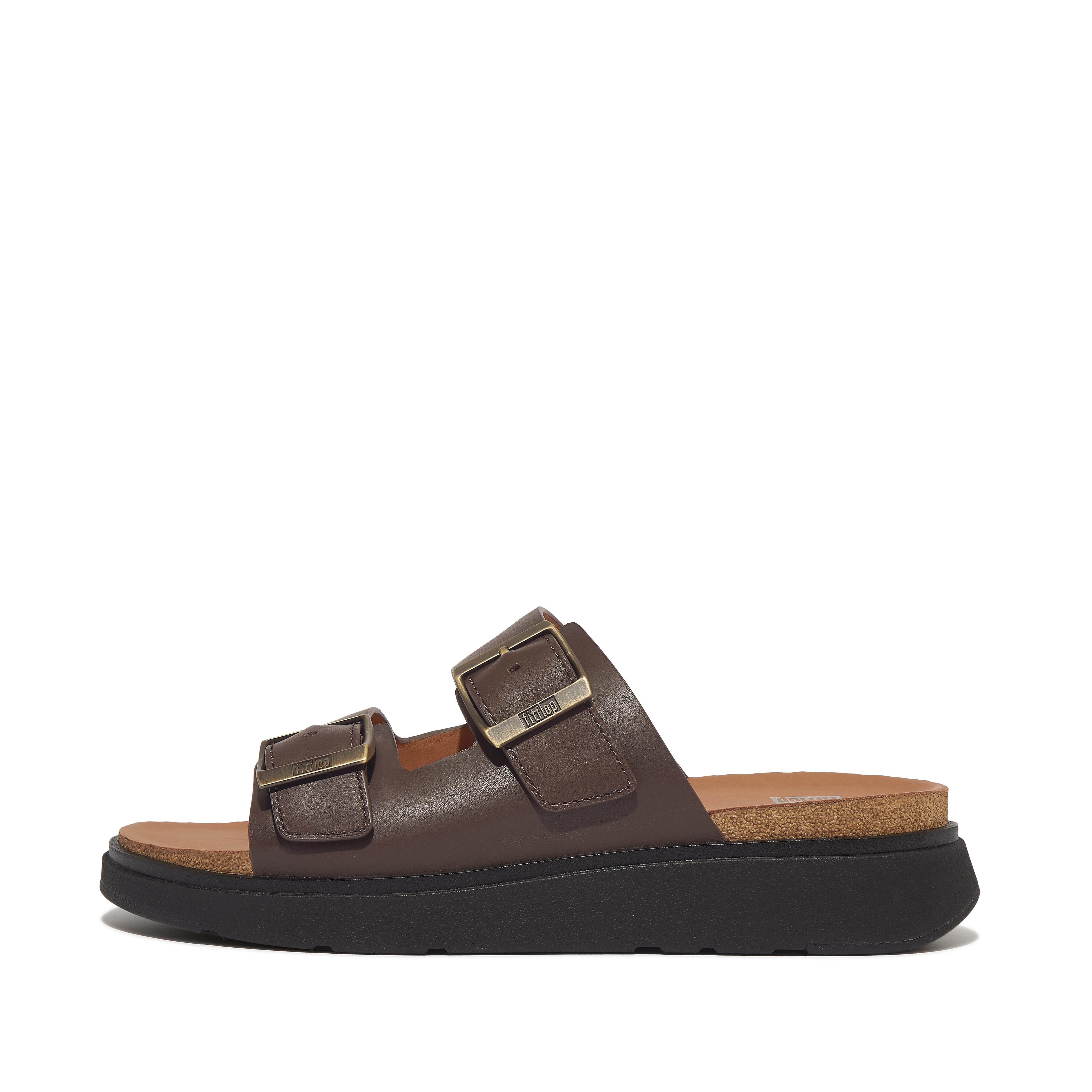 GEN-FF Mens Buckle Two-Bar Leather Slides, Full Price
