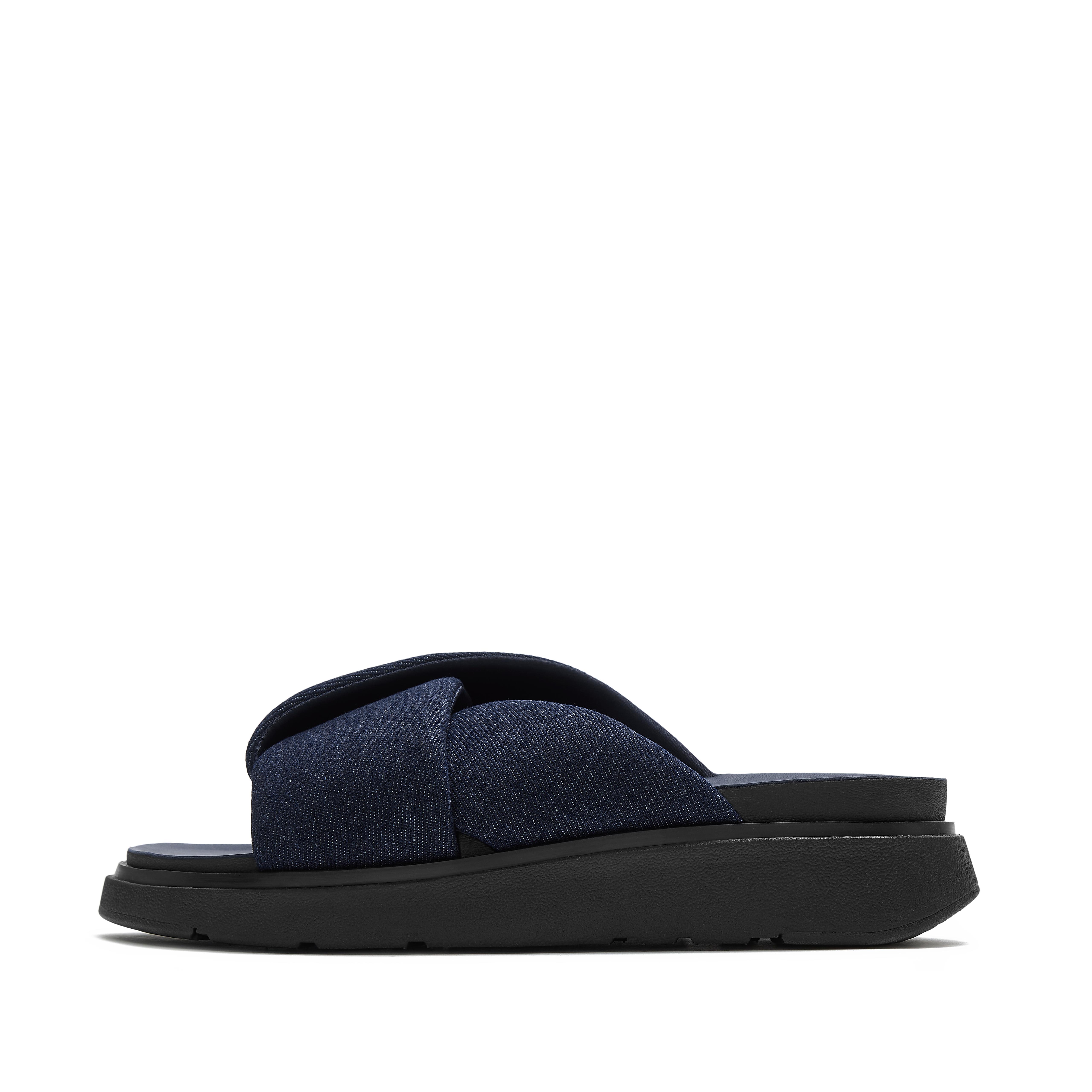 FitFlop GEN-FF Folded-Denim Slides Polyester-Cotton, Full Price, Size: US 11