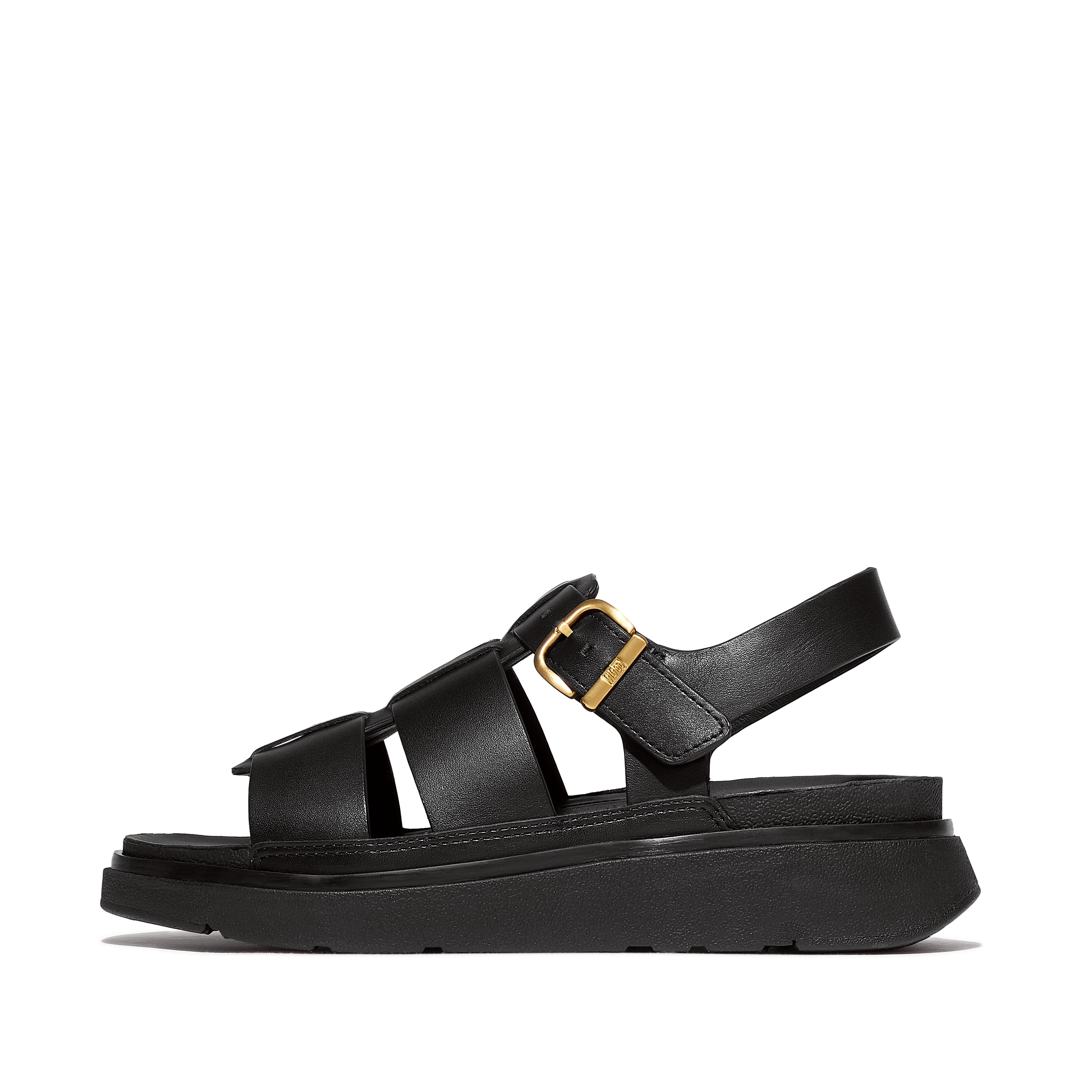 FitFlop GEN-FF Leather Fisherman Sandals, Full Price, All Black, Size: US 8.5