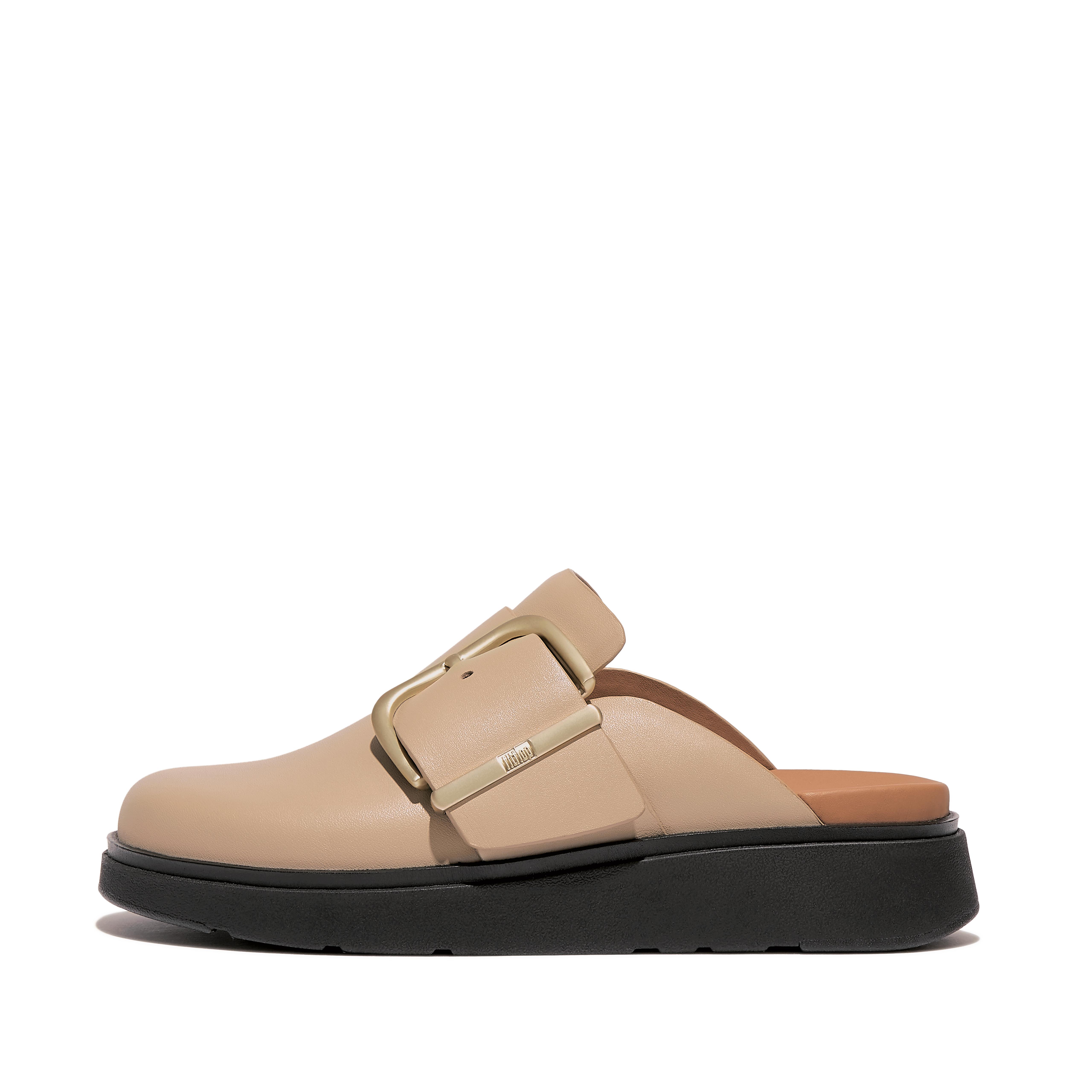 Women GEN-FF Maxi-Buckle Leather Mules, Outlet