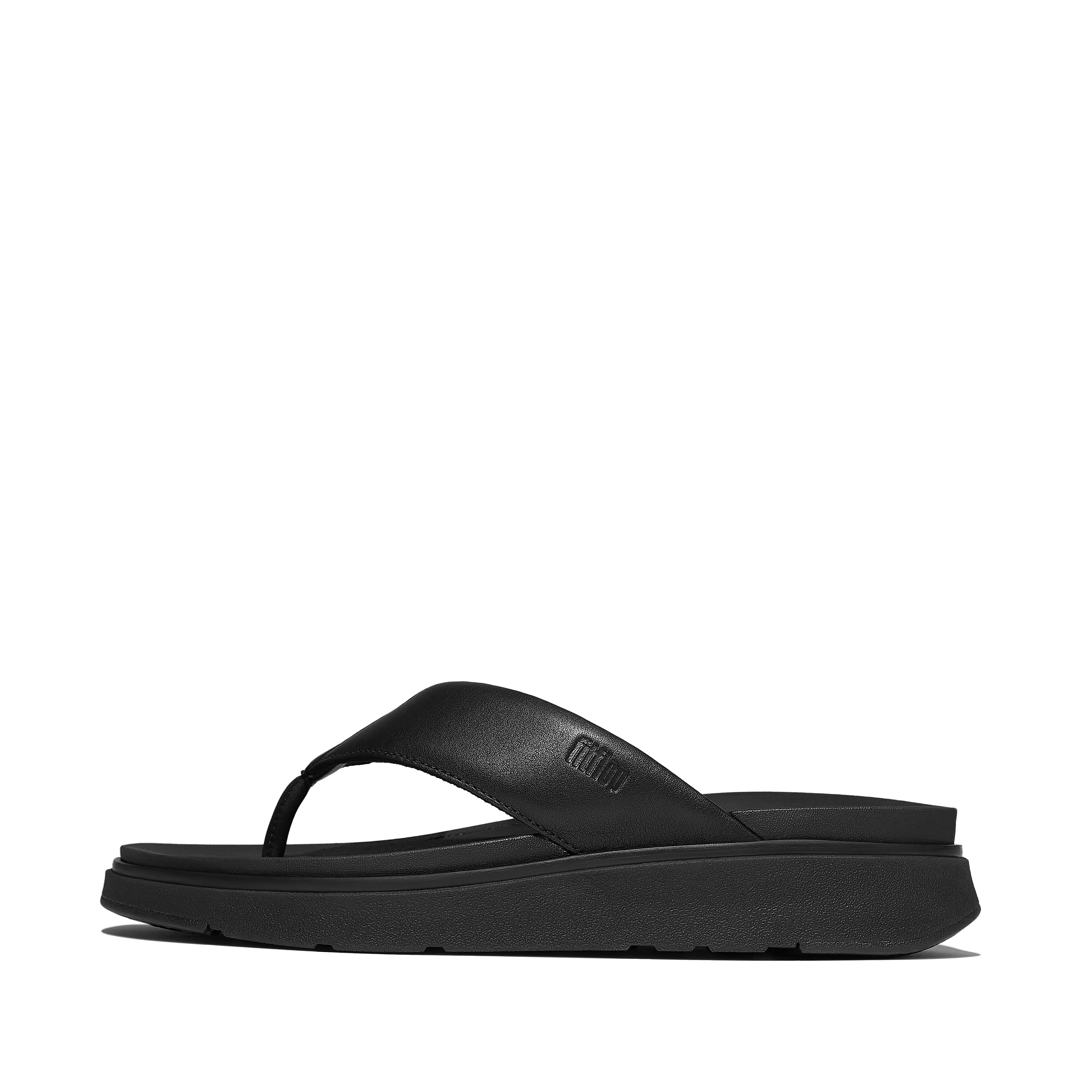 FitFlop GEN-FF Leather Flip-Flops, Full Price, Black Mix, Size: US 12.5