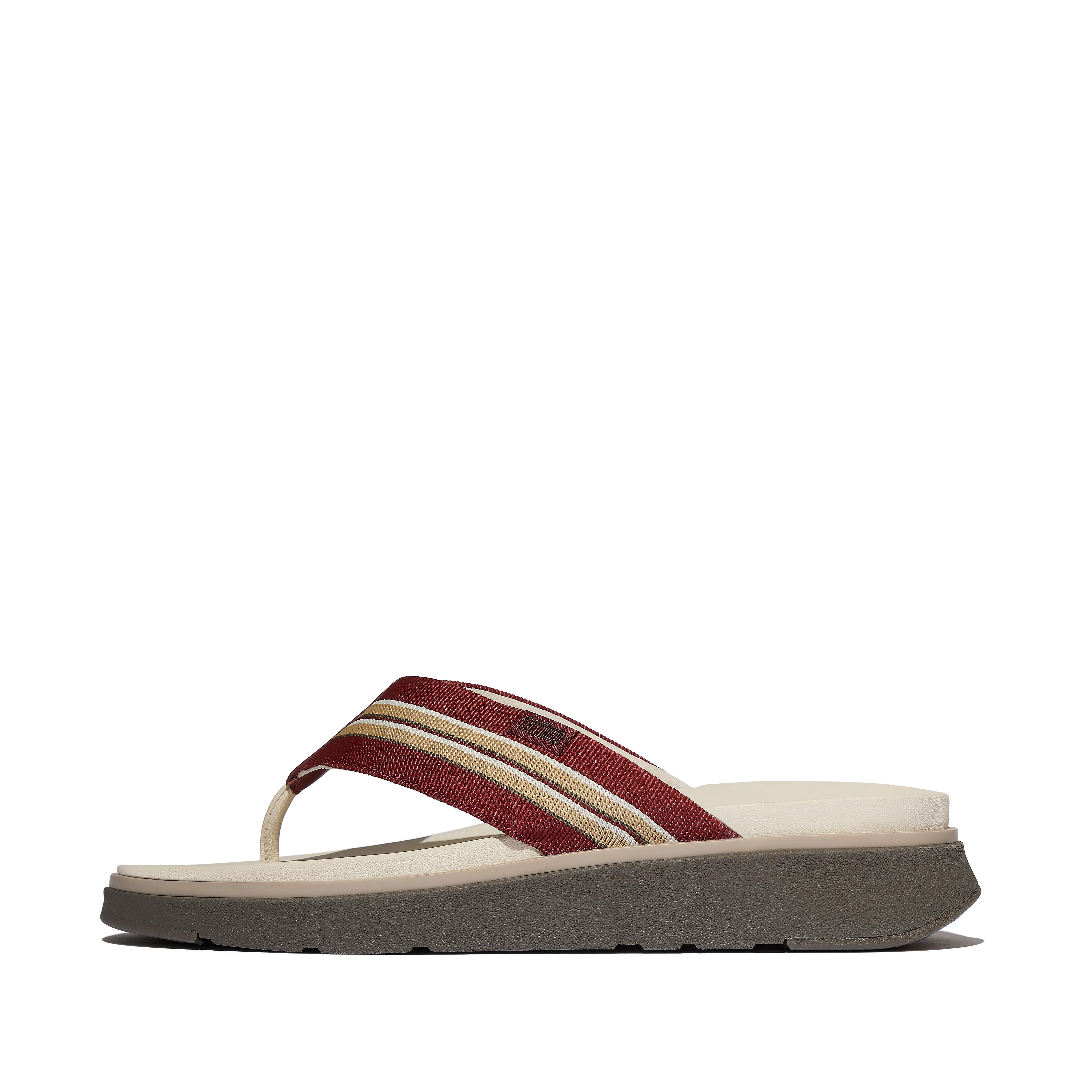 FitFlop GEN-FF Stripy-Webbing Flip-Flops Leather/Poly, Full Price, Dusky Red, Size: US 9