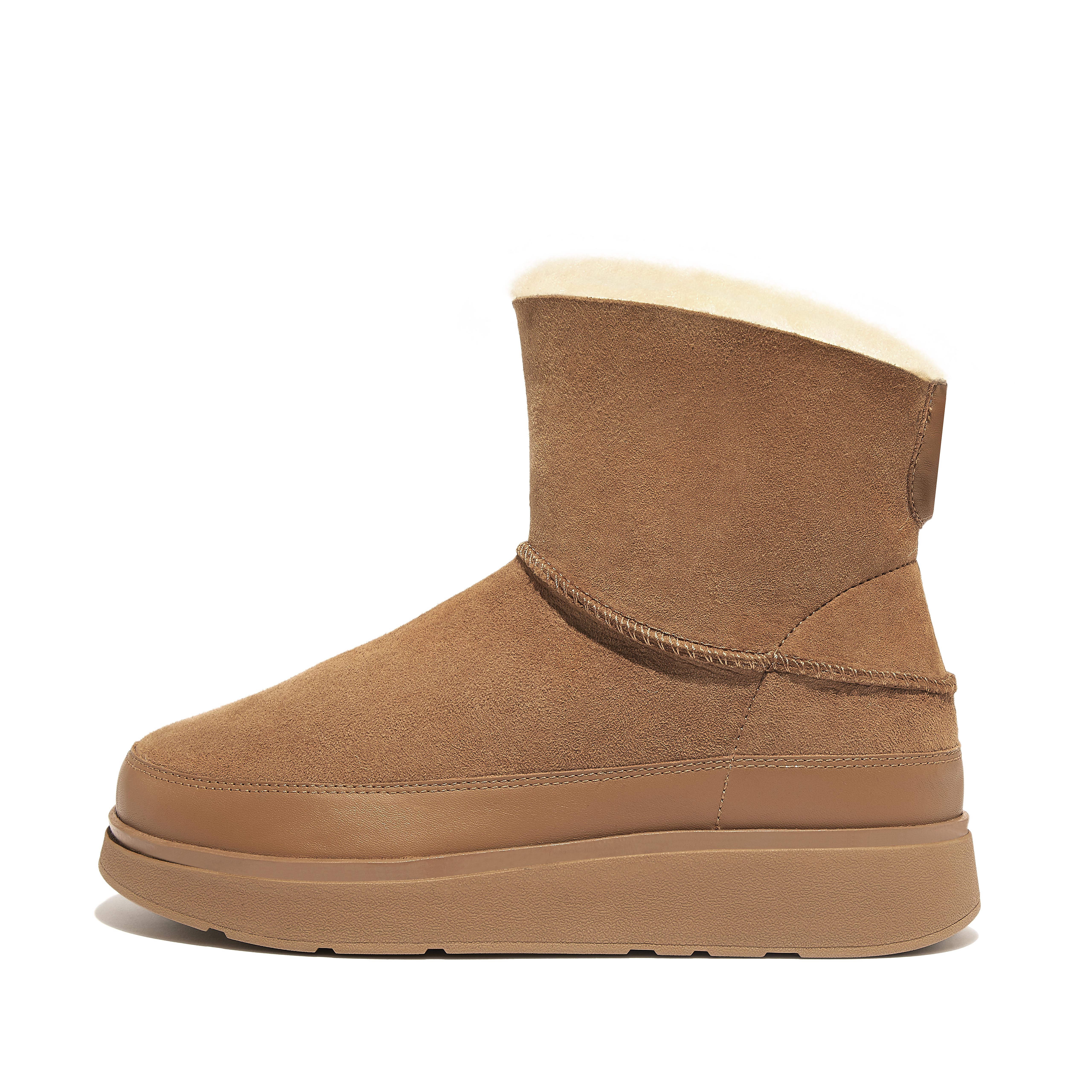 FitFlop GEN-FF Mini Double-Faced Shearling Boots Double-Faced Shearling Suede/Leather, Outlet, Desert Tan, Size: US 9