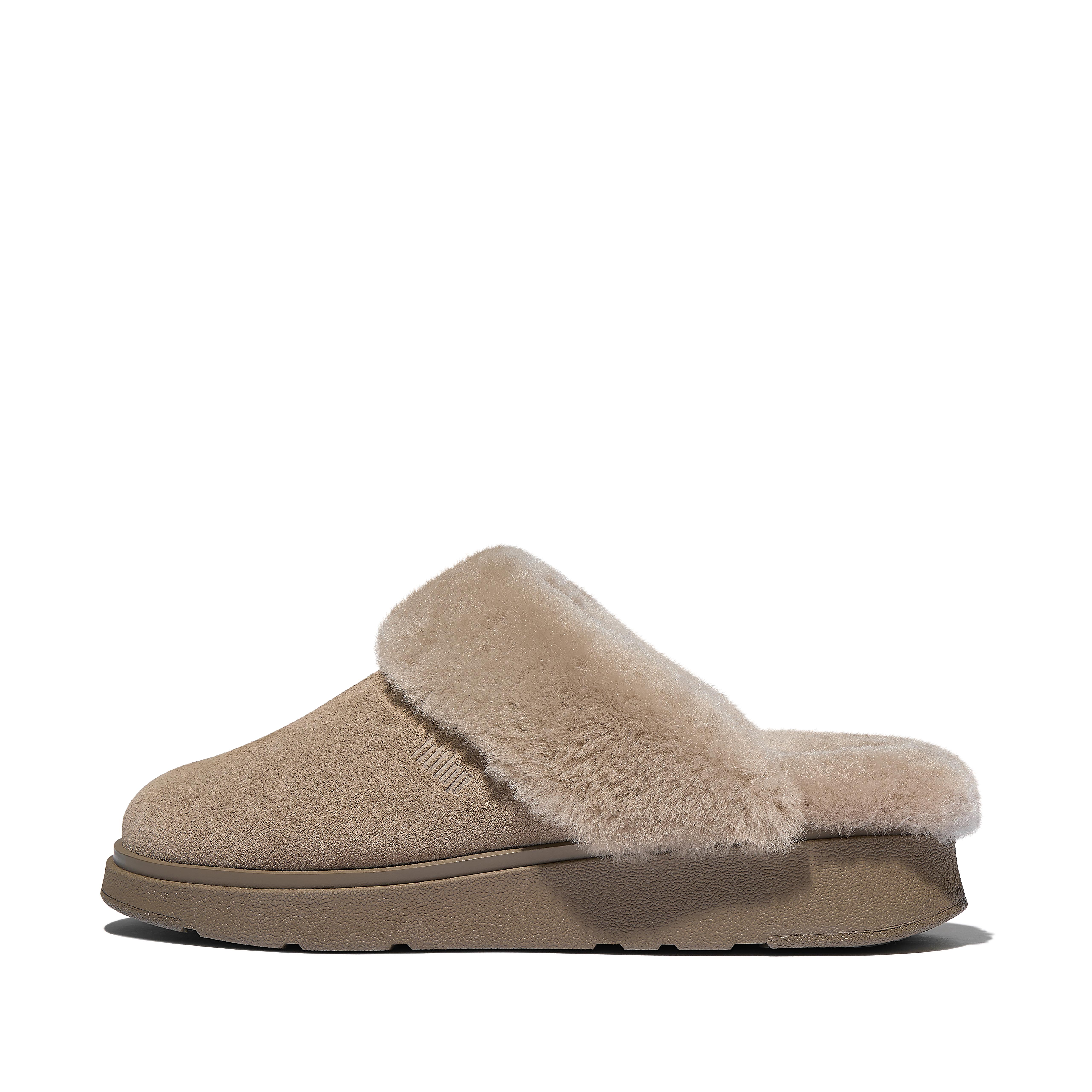Gen Ff Shearling Collar Suede Slippers UK