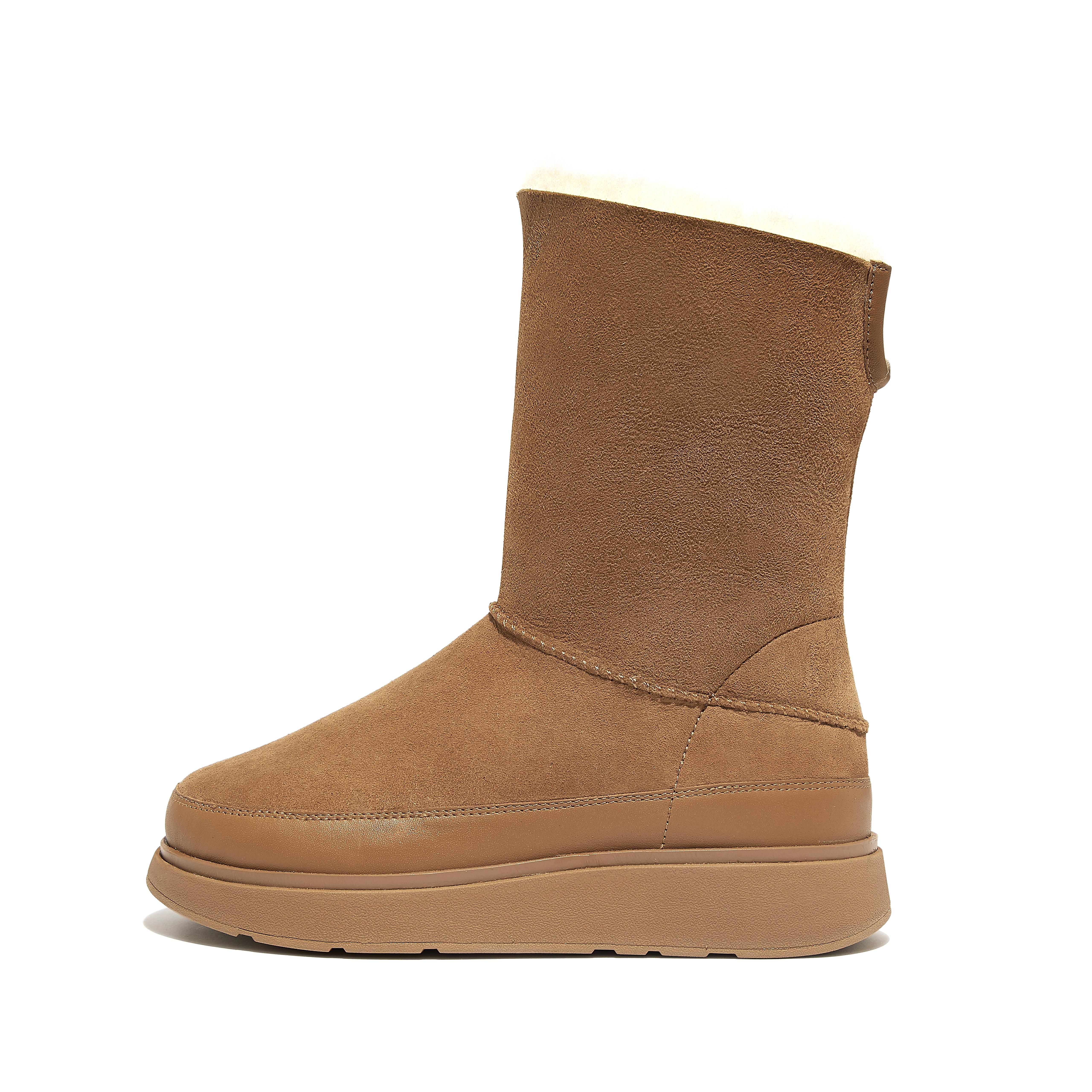 핏플랍 Fitflop Short Double-Faced Shearling Boots,Desert Tan