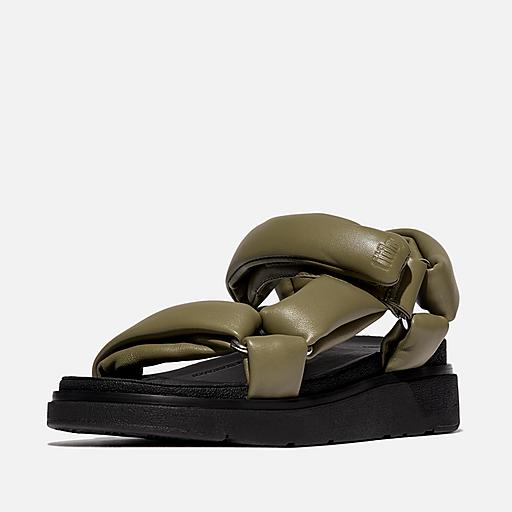 Kids Olive and Black Comfort Flip-Flops - Padded Strap Amazon.com | CUSHIONAIRE Lane Kids Sandals, Comfortable Cork  main image 3