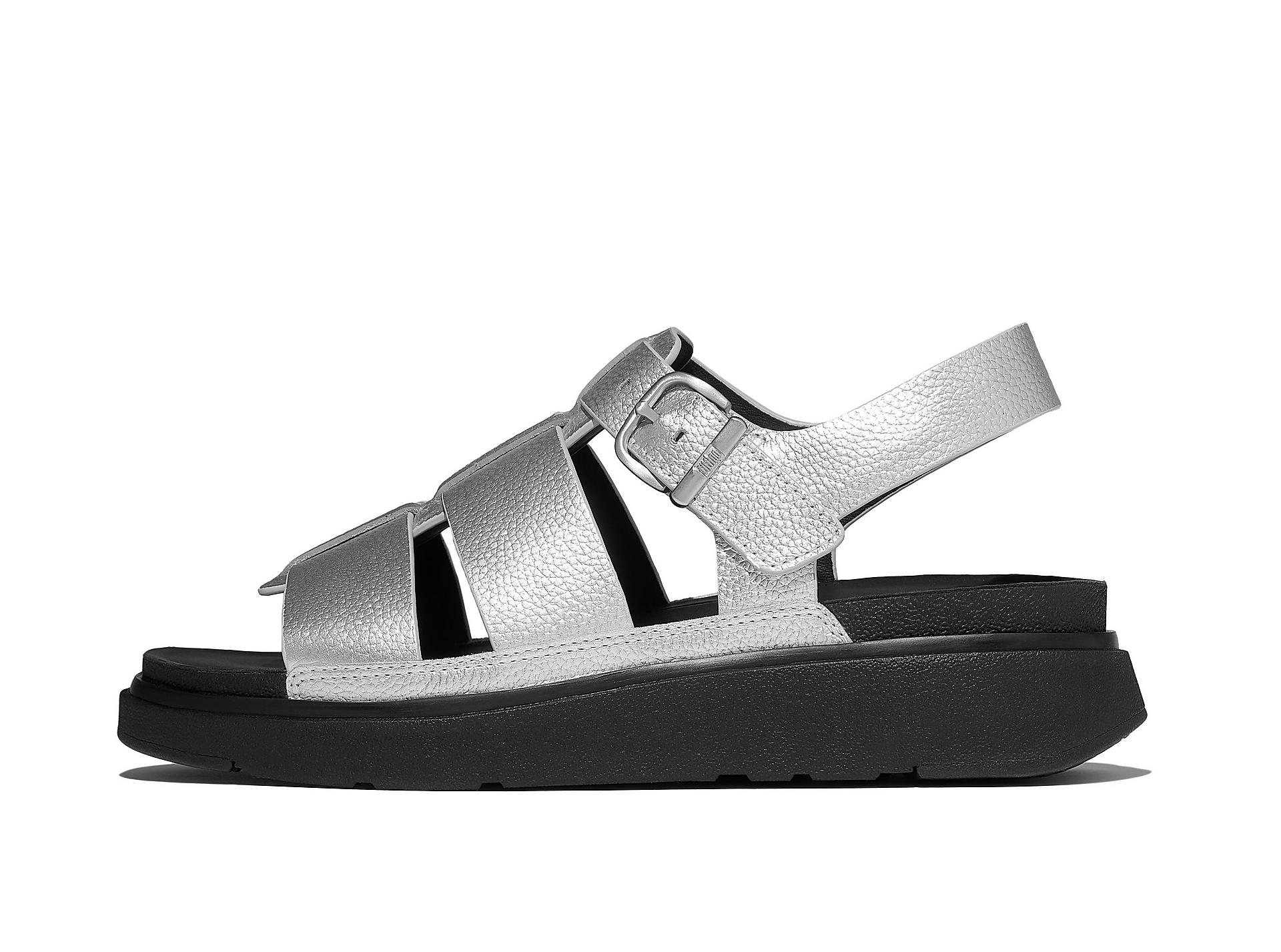 GEN-FF Metallic Tumbled-Leather Fisherman Sandals