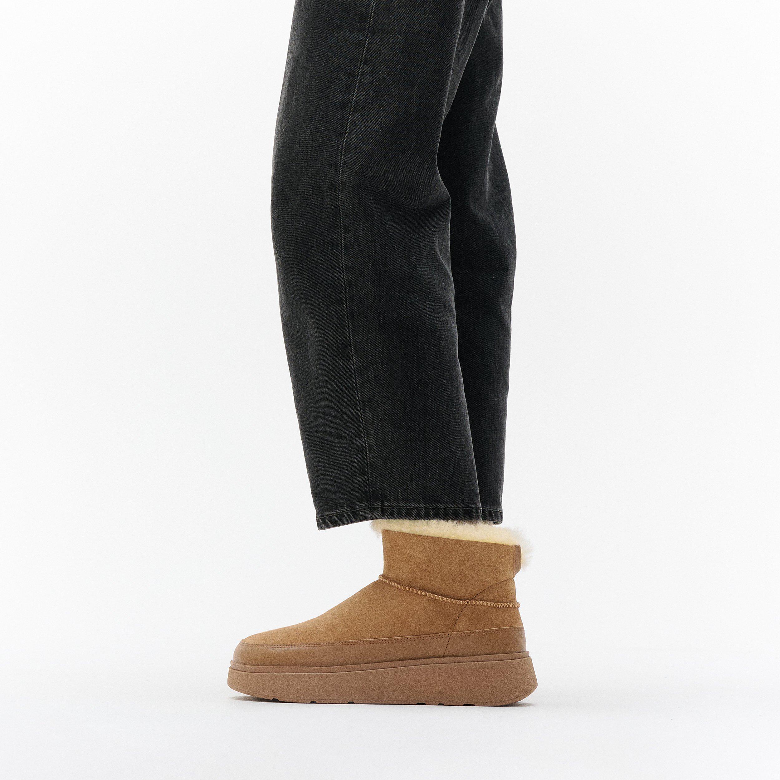 F-MODE Bottes hautes stretch à plateforme en cuir avec nœud plissé