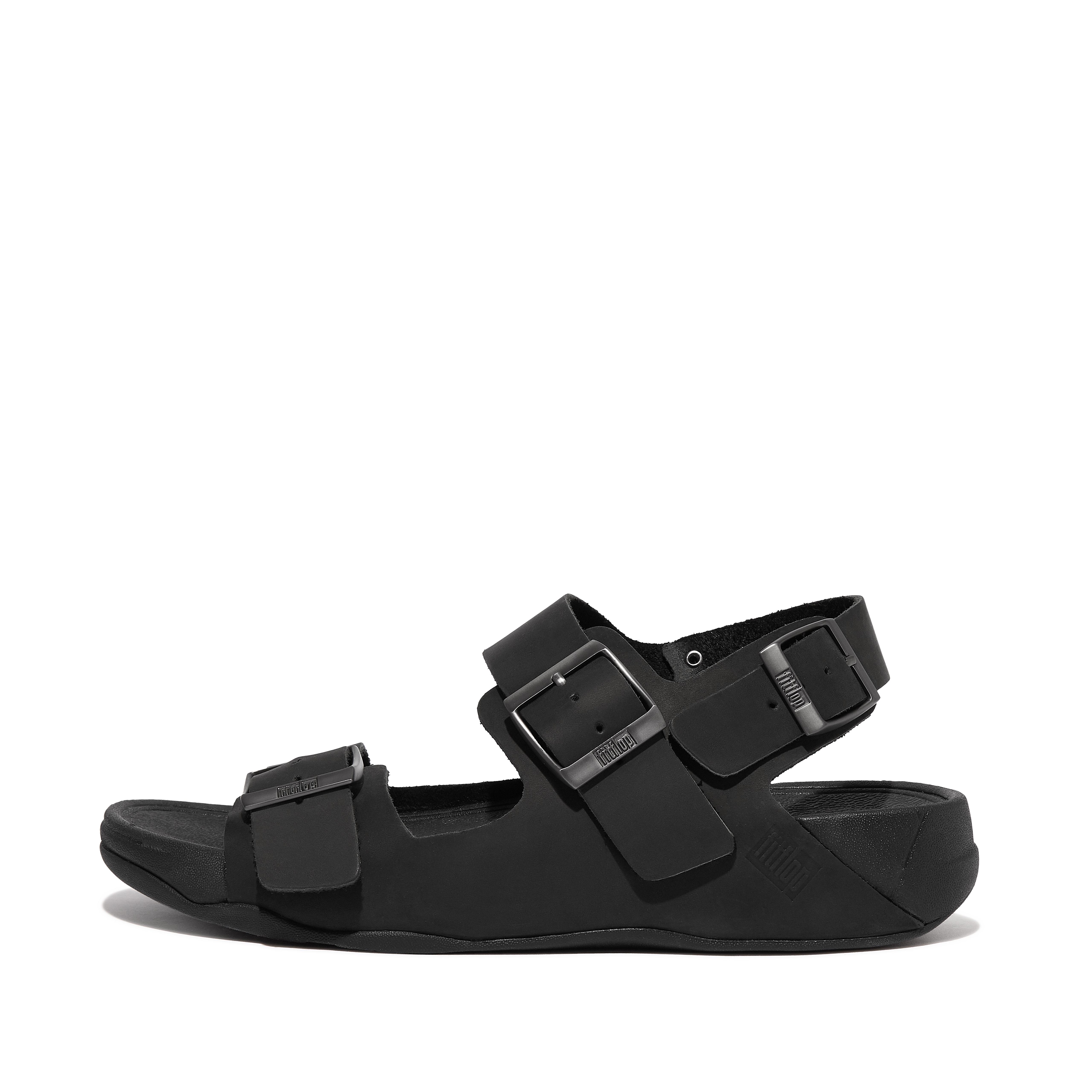 핏플랍 샌들 핏플랍 Fitflop Buckle Nubuck Sandals,Black