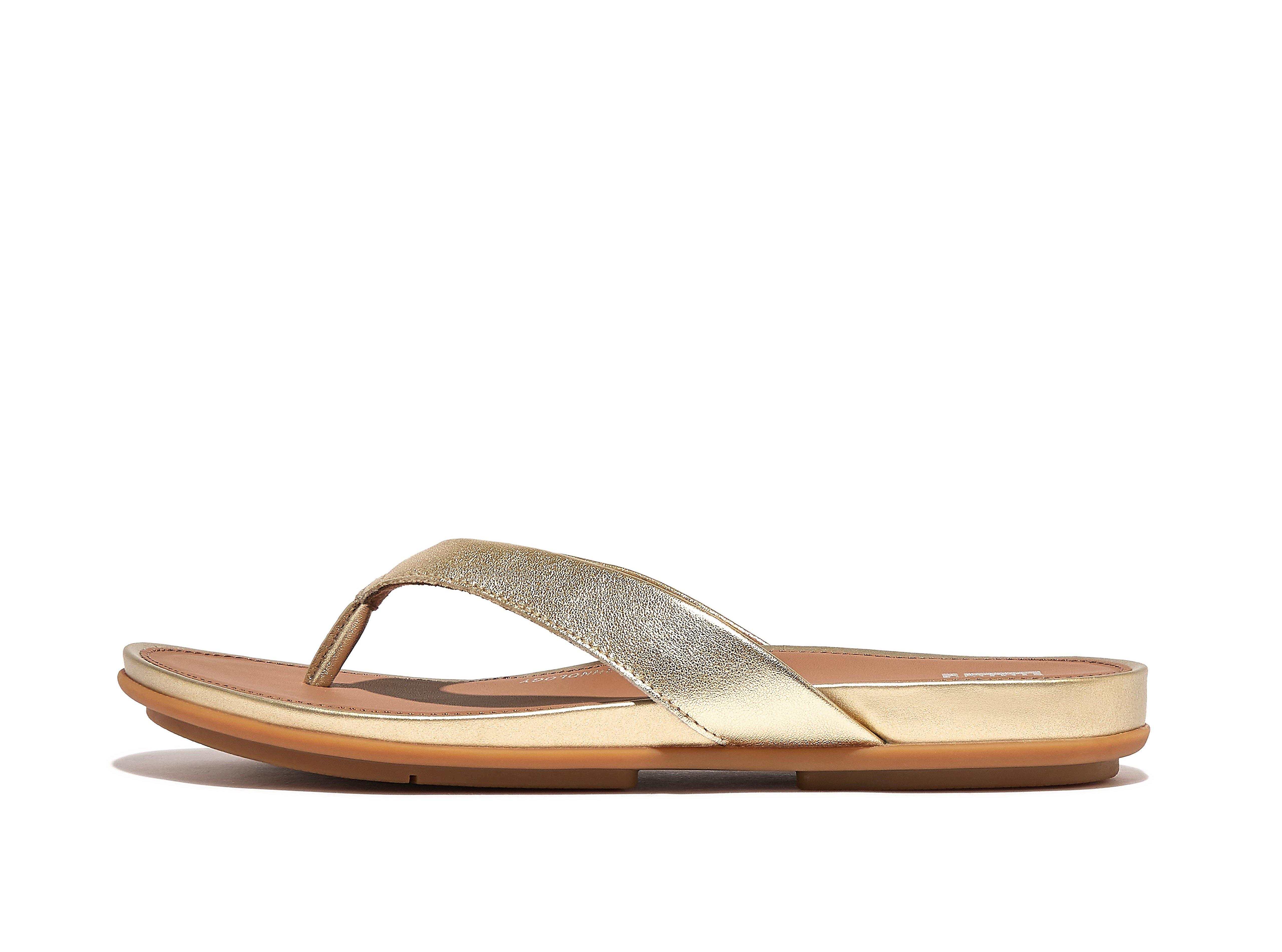 GRACIE Metallic Leather Flip-Flops