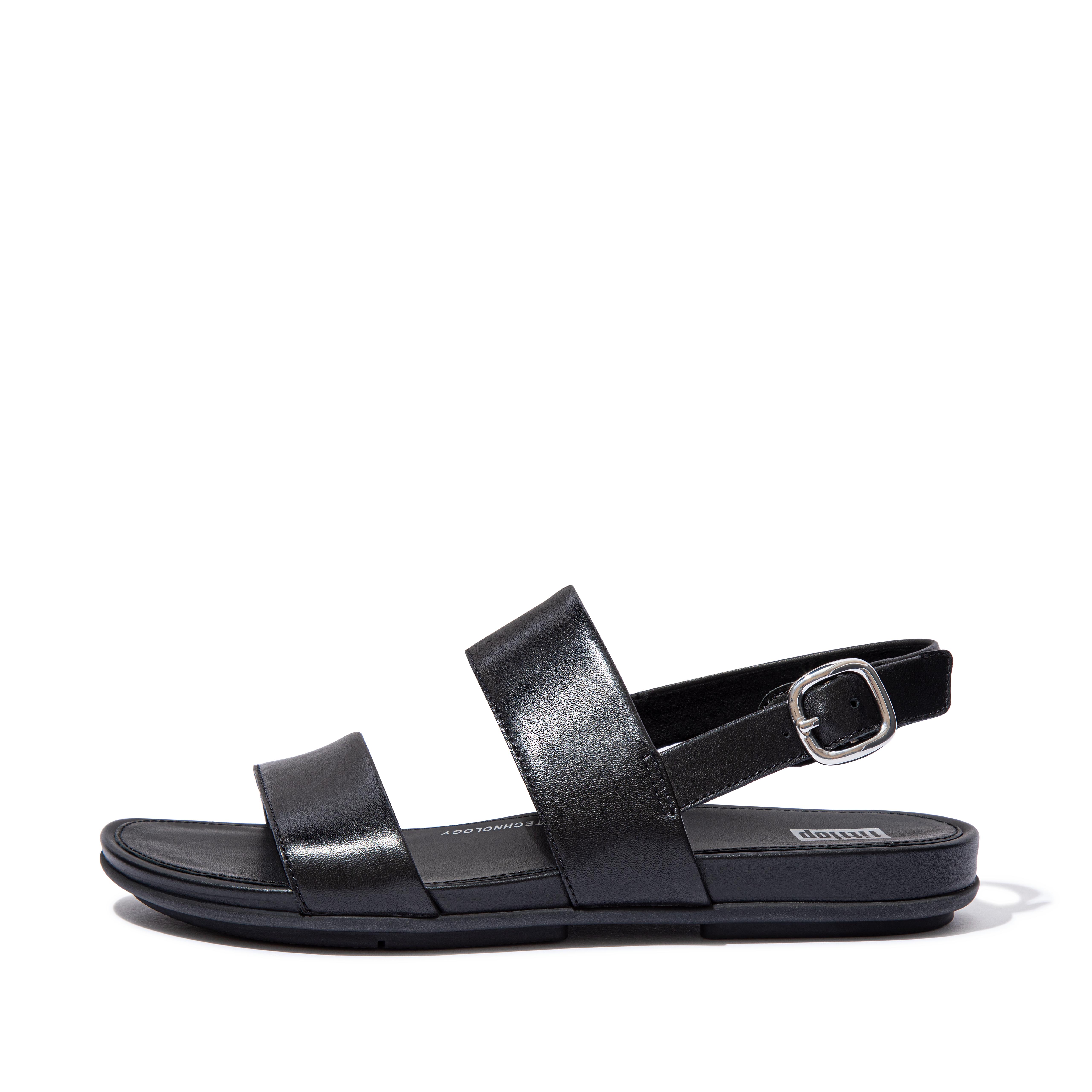 핏플랍 샌들 FitFlop GRACIE Leather Back-Strap Sandals,All Black