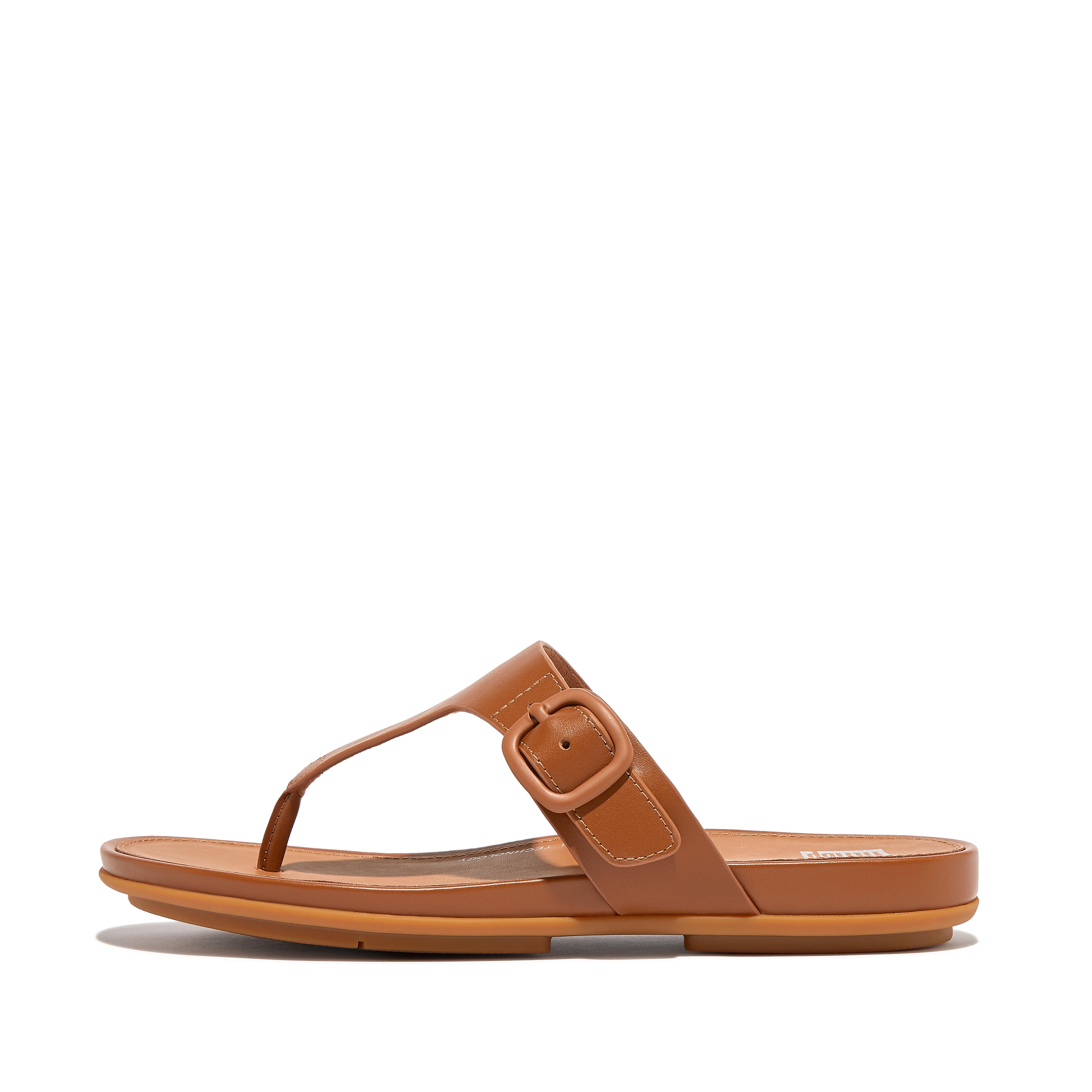 핏플랍 샌들 Fitflop Matt-Buckle Leather Toe-Post Sandals,All Tan