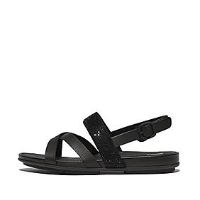 Black High Wedge Flip Flops with Crystal Straps