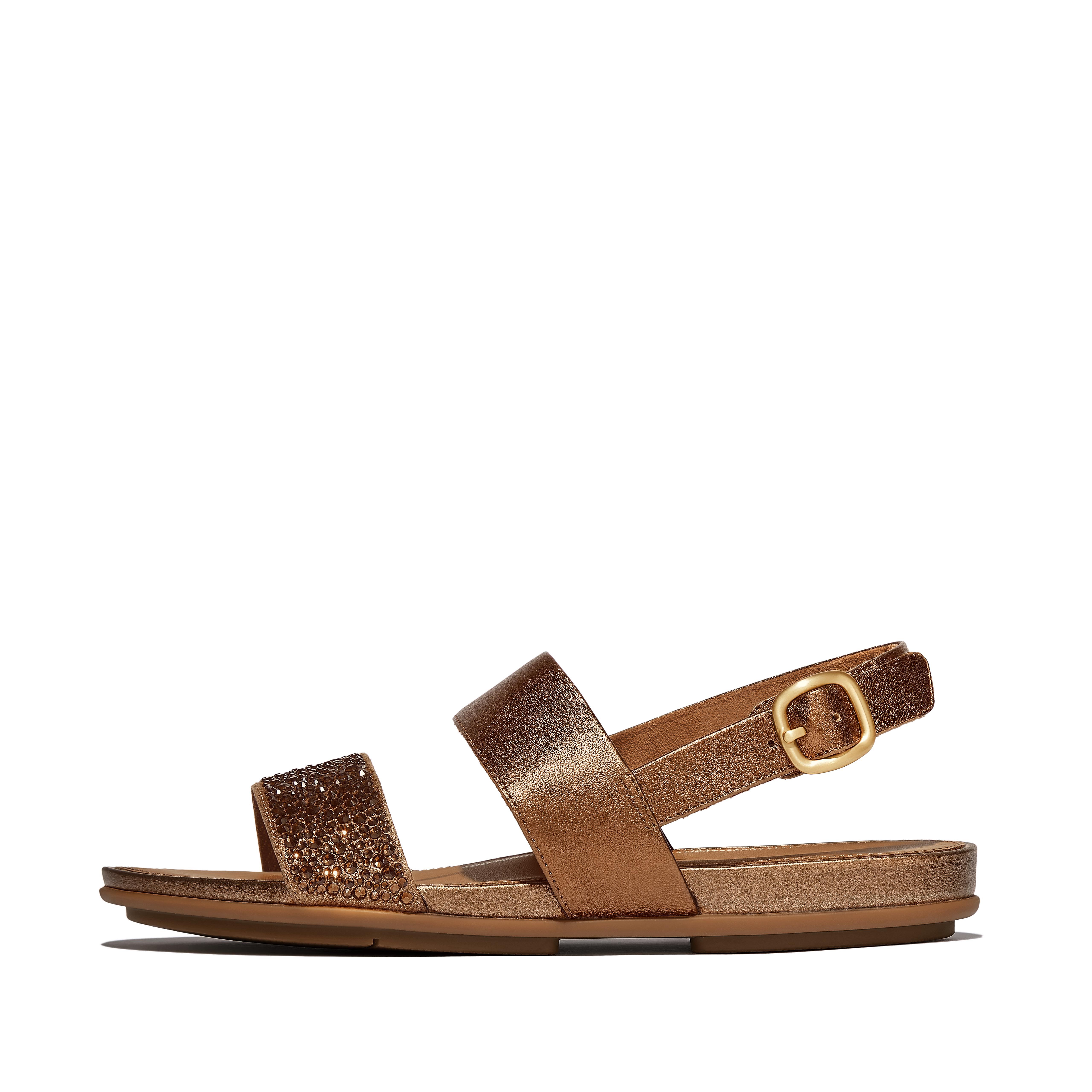 サンダル・ミュール FitFlop Gracie Backstrap Sandals Beige EB1-137 Women's Gracie Leather Back-Strap-Sandals | FitFlop US