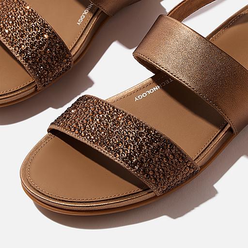 Women's Gracie Leather-Crystal-Covered-Microfibre Back-Strap
