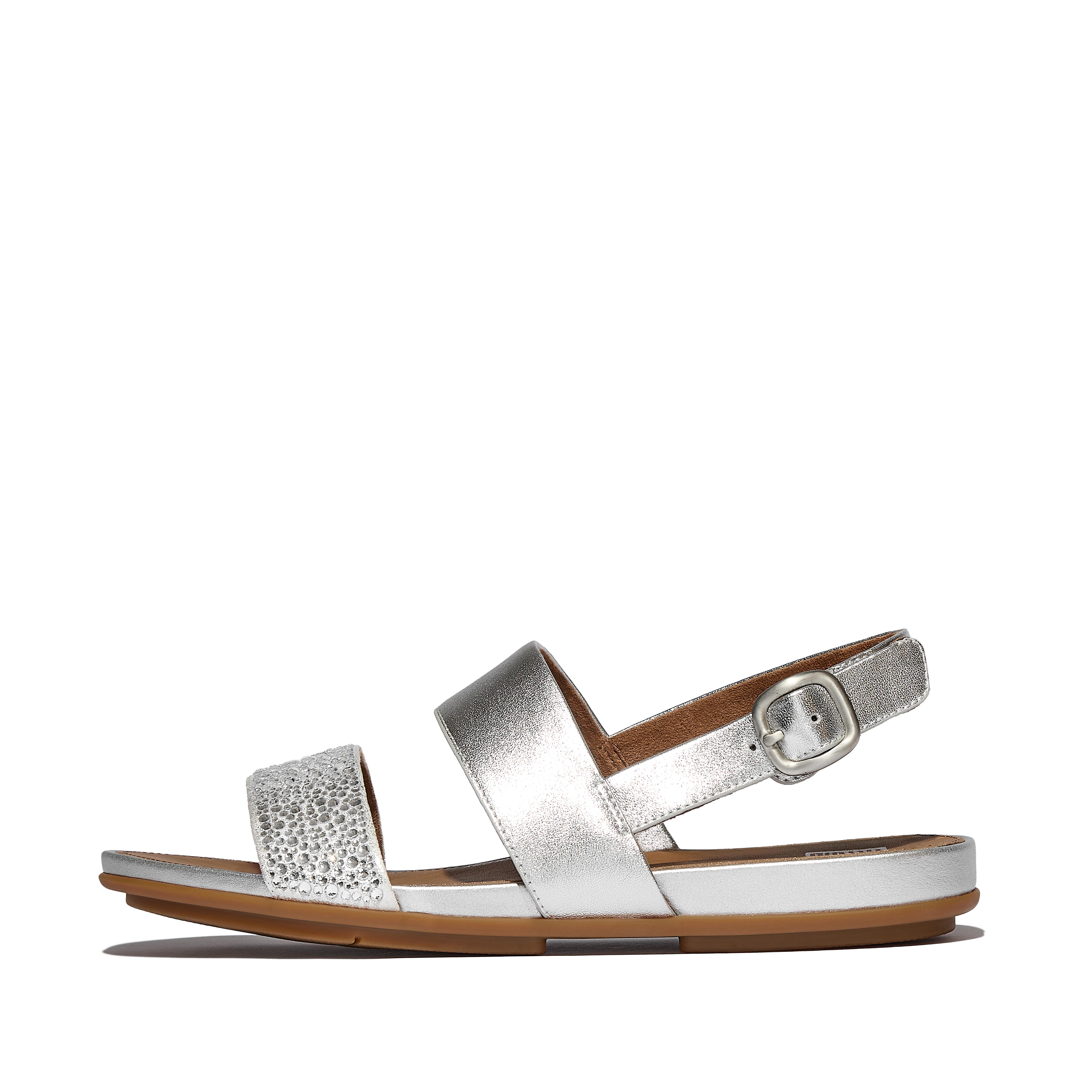 Women's Gracie Leather-Crystal-Covered-Microfibre Back-Strap