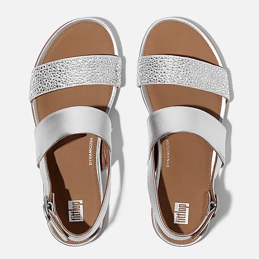 サンダル・ミュール FitFlop Gracie Backstrap Sandals Beige EB1-137 Women's Gracie Leather Back-Strap-Sandals | FitFlop US