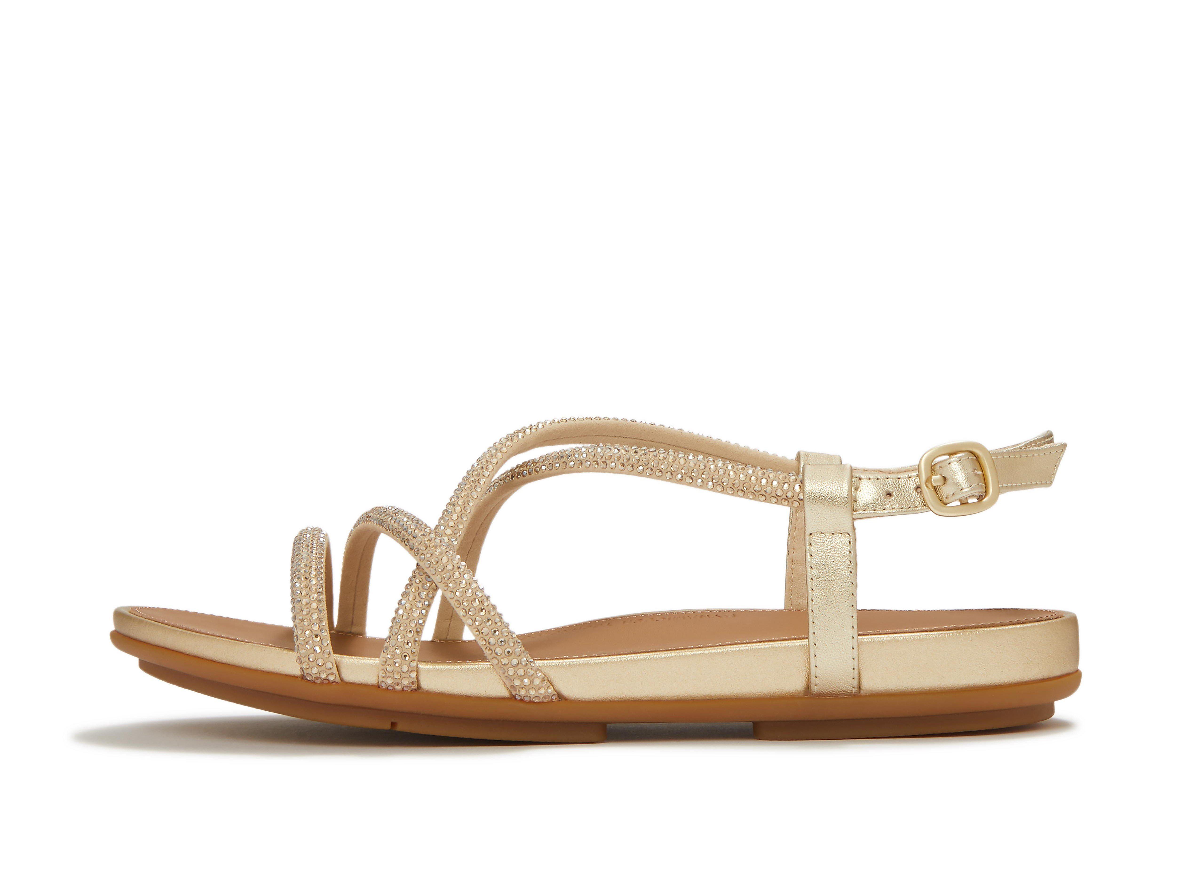 GRACIE Kristallbesetzte Riemchensandalen mit Fersenriemchen
